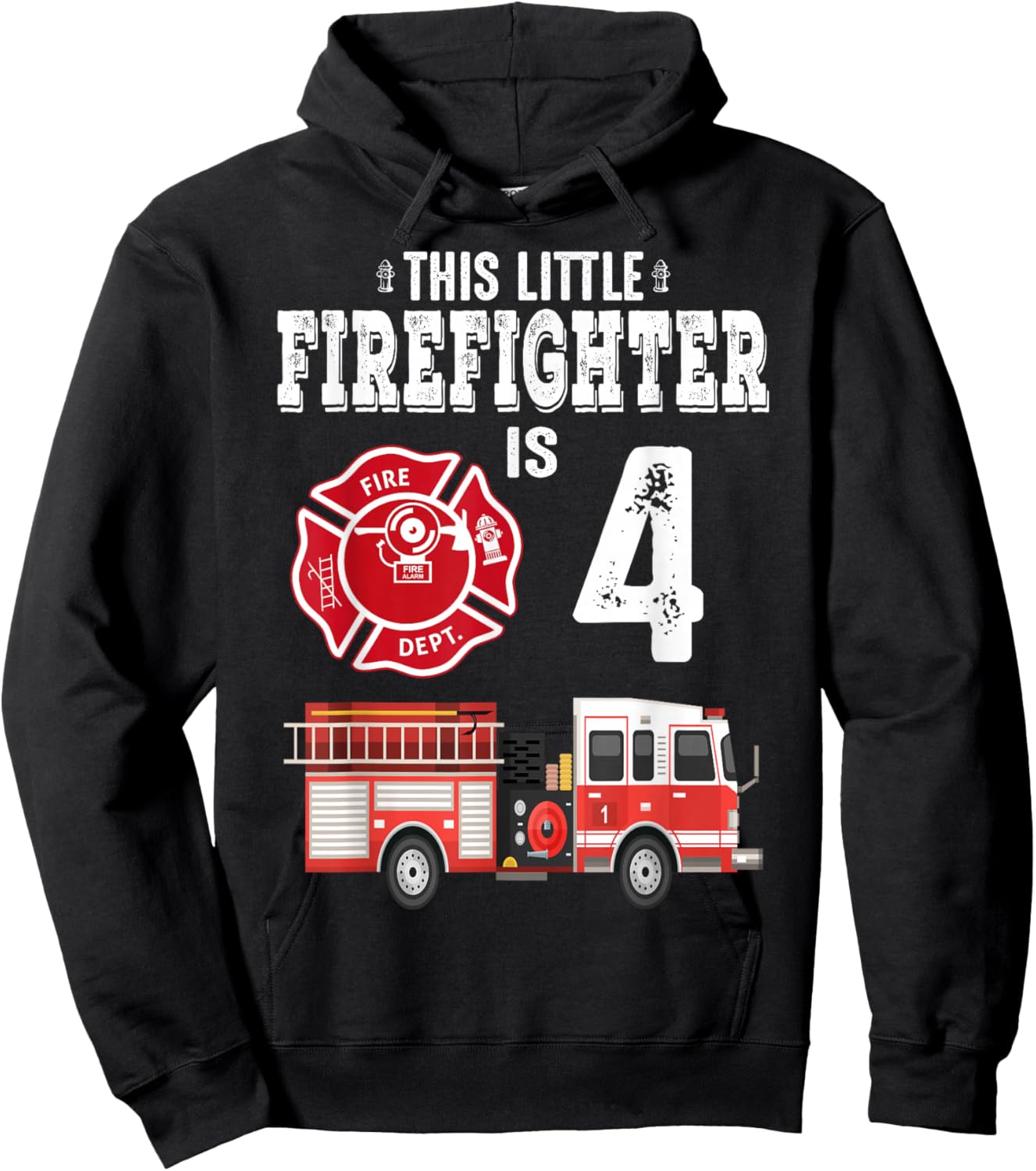 Sound The Alarm I'm 4 Funny Future Firefighter Birthday Hoodie - Hoodie | Black