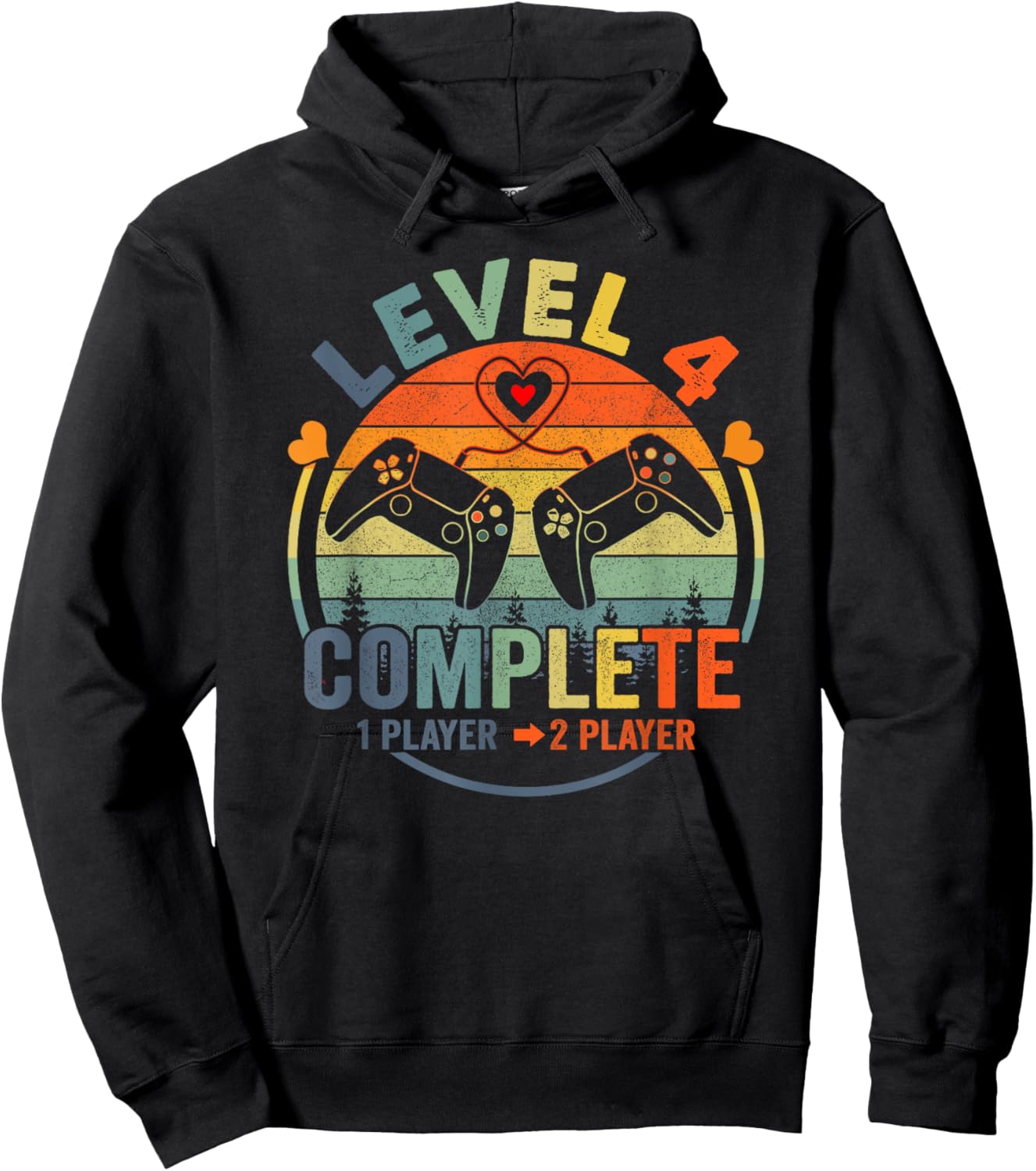 Gamer 4th Wedding Anniversary Level 4 Complete Anniversary Hoodie - Hoodie | Black