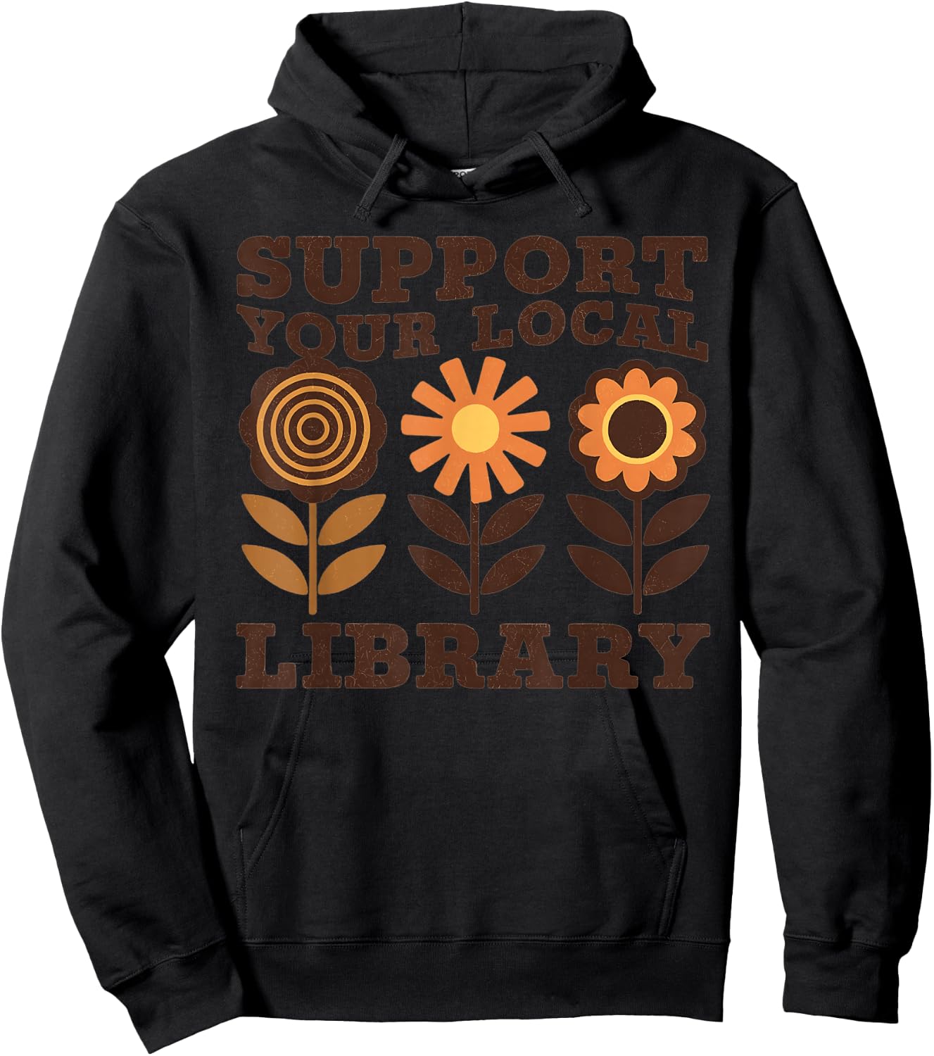 Groovy Support Your Local Library Book Reader Lover Bookworm Hoodie - Hoodie | Black