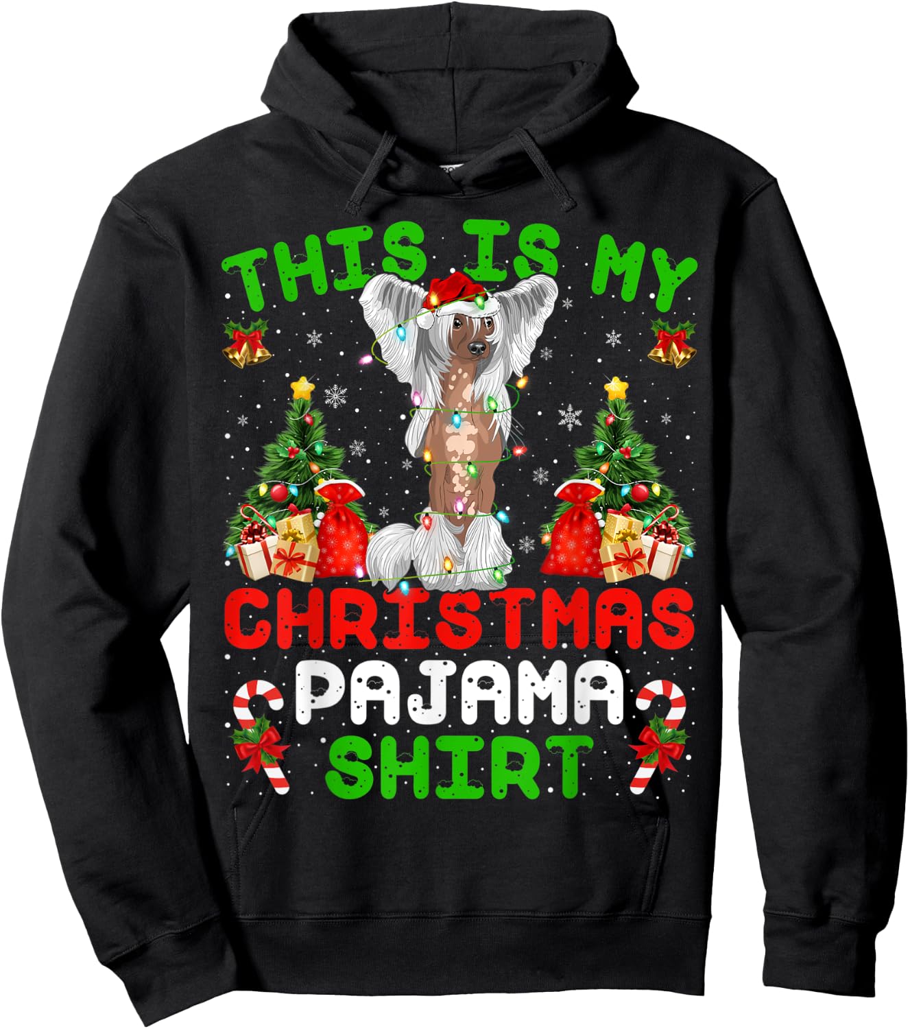 This Is My Christmas Pajama Shirt Chinese Crested Christmas Hoodie - Hoodie | Black