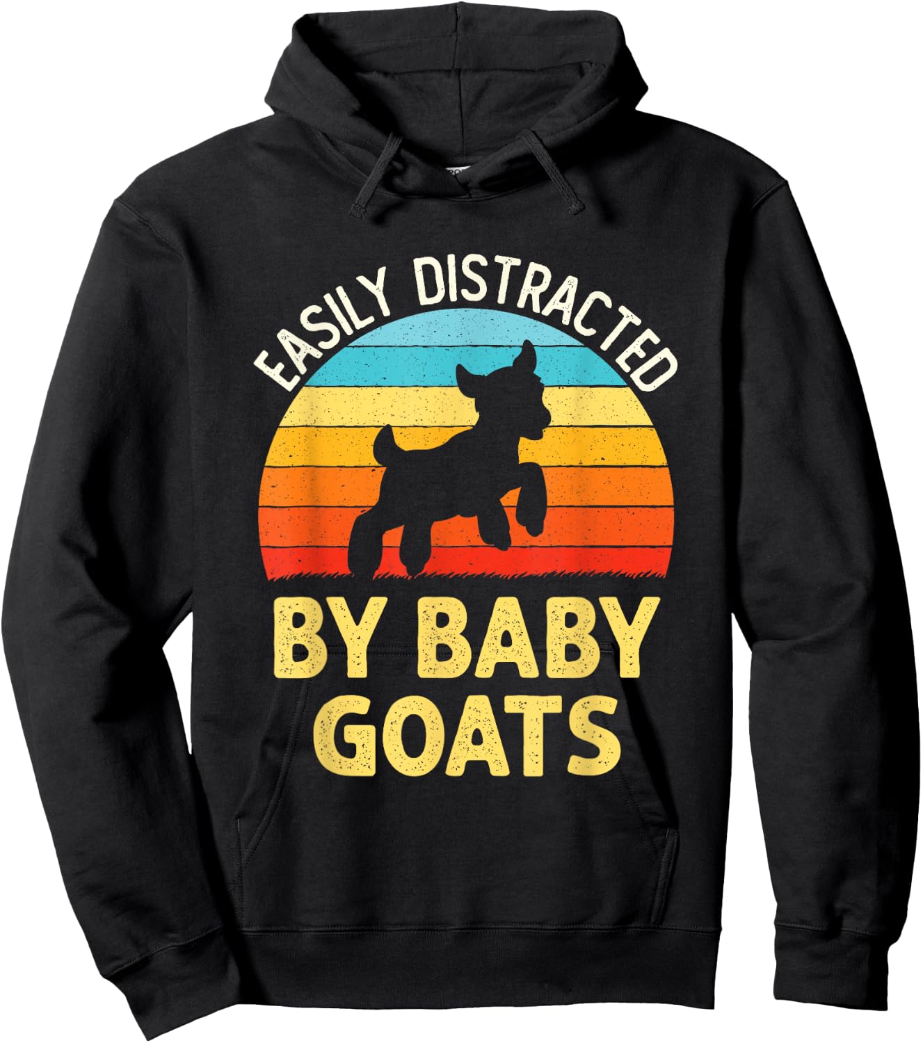 Easily Distracted By Baby Goats Funny Goat Lovers Graphic Hoodie - Hoodie | Black
