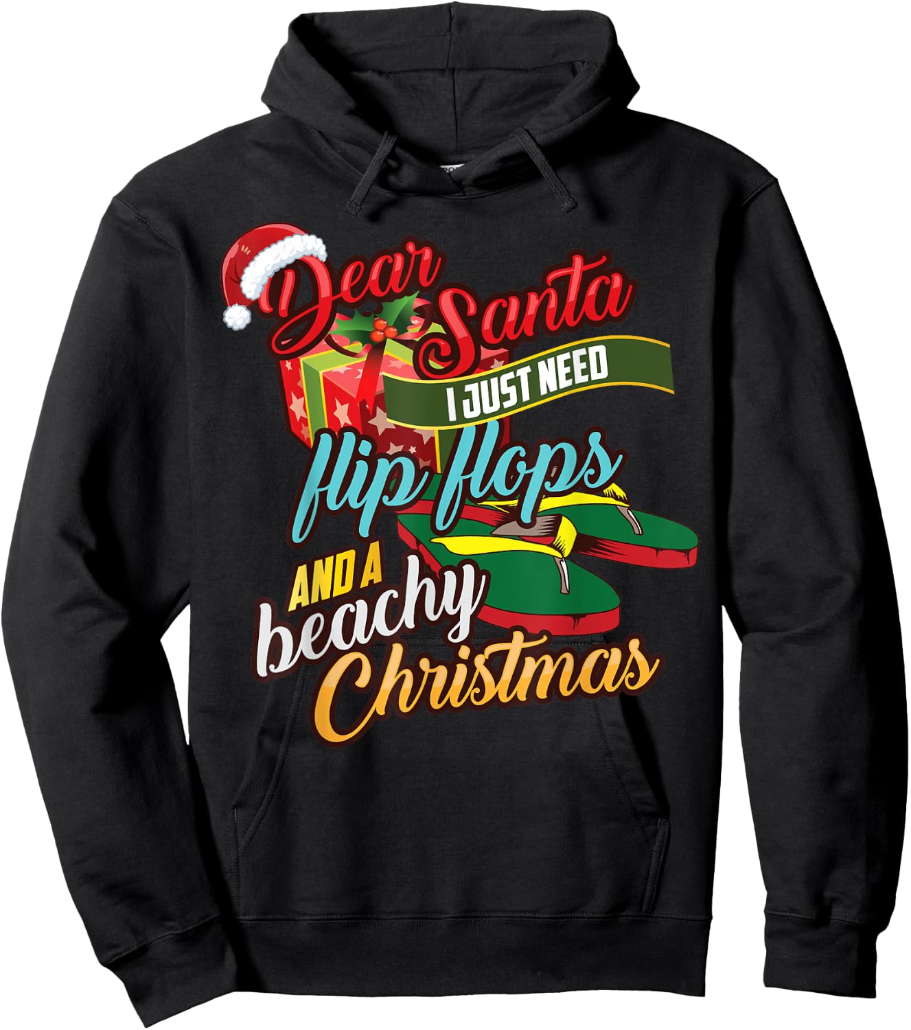 Dear Santa Just Need Flip Flops And A Beachy Christmas Gift Women Kids Hoodie - Hoodie | Black