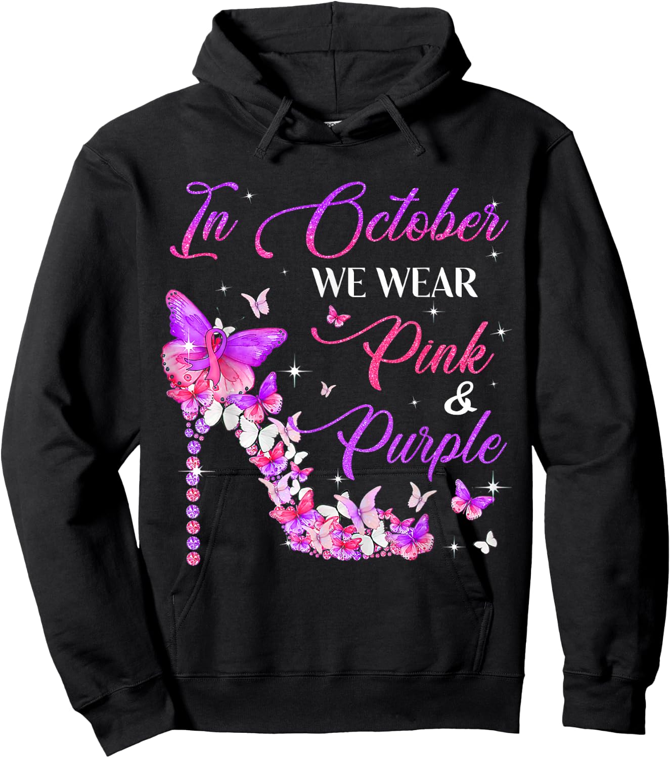 Butterfly Domestic Violence & Breast Cancer Awareness Hoodie - Hoodie | Black