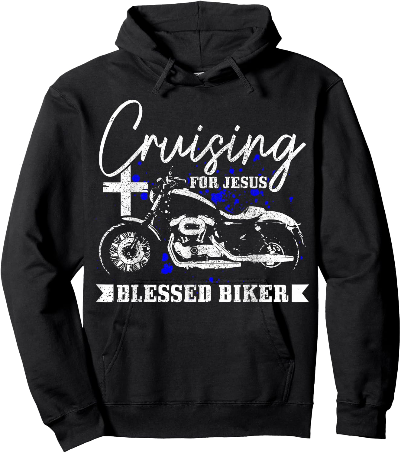 Christian Biker Cruising For Jesus Vintage Motorcycle Hoodie - Hoodie | Black
