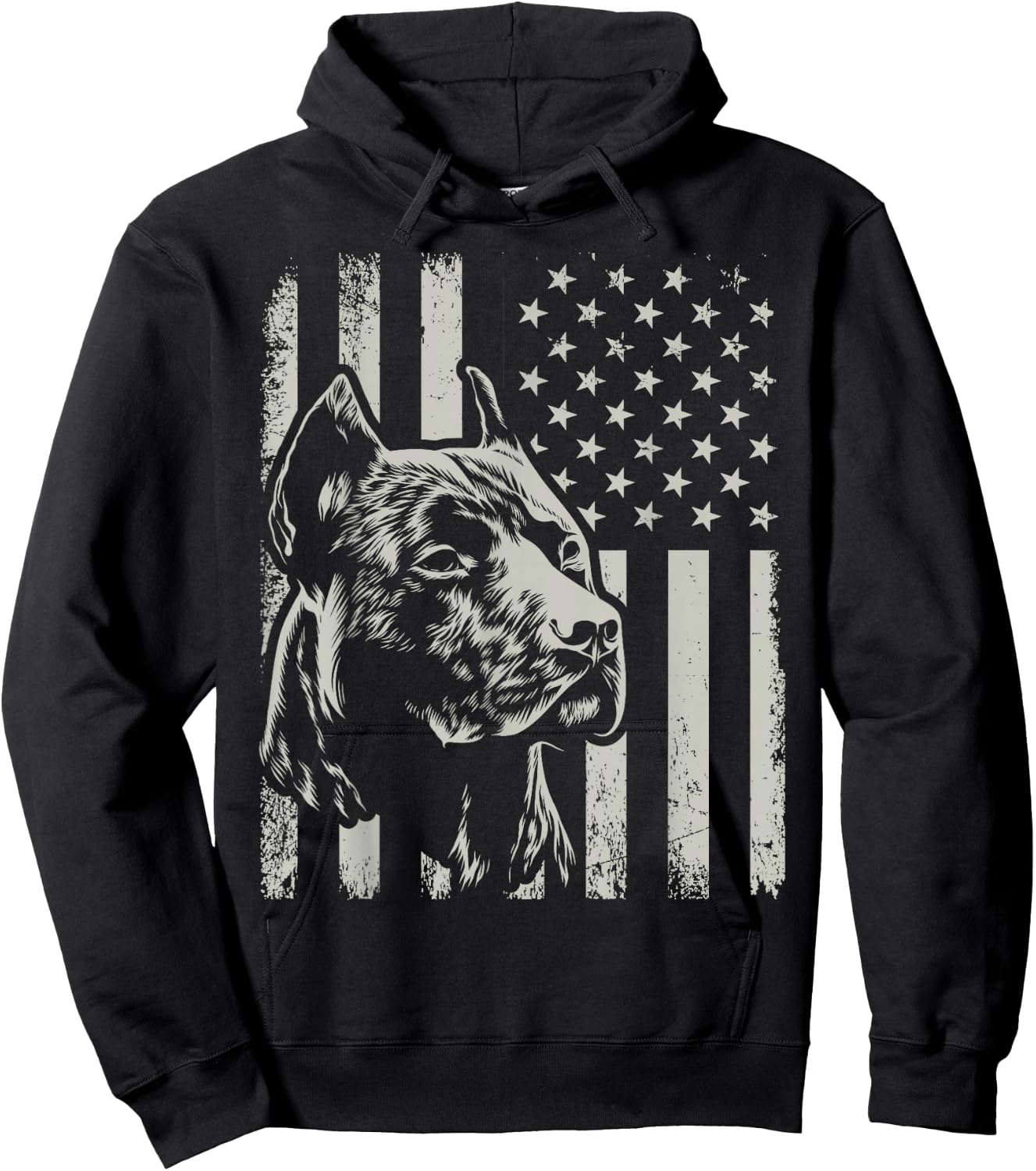 Proud Patriotic Pit Bull Owner Lover American Flag Hoodie - Hoodie | Black