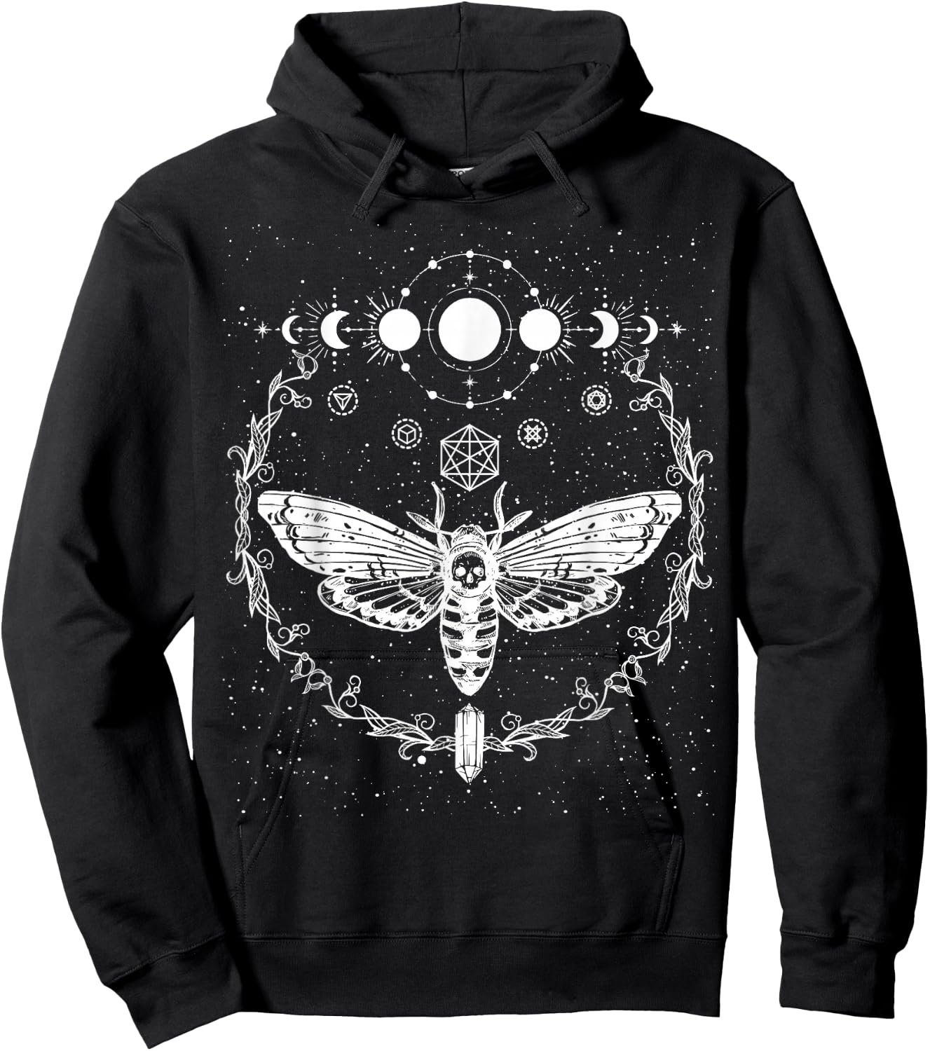 Goth Moth And Crescent Moon Creepy Design Gifts For Goths Hoodie - Hoodie | Black