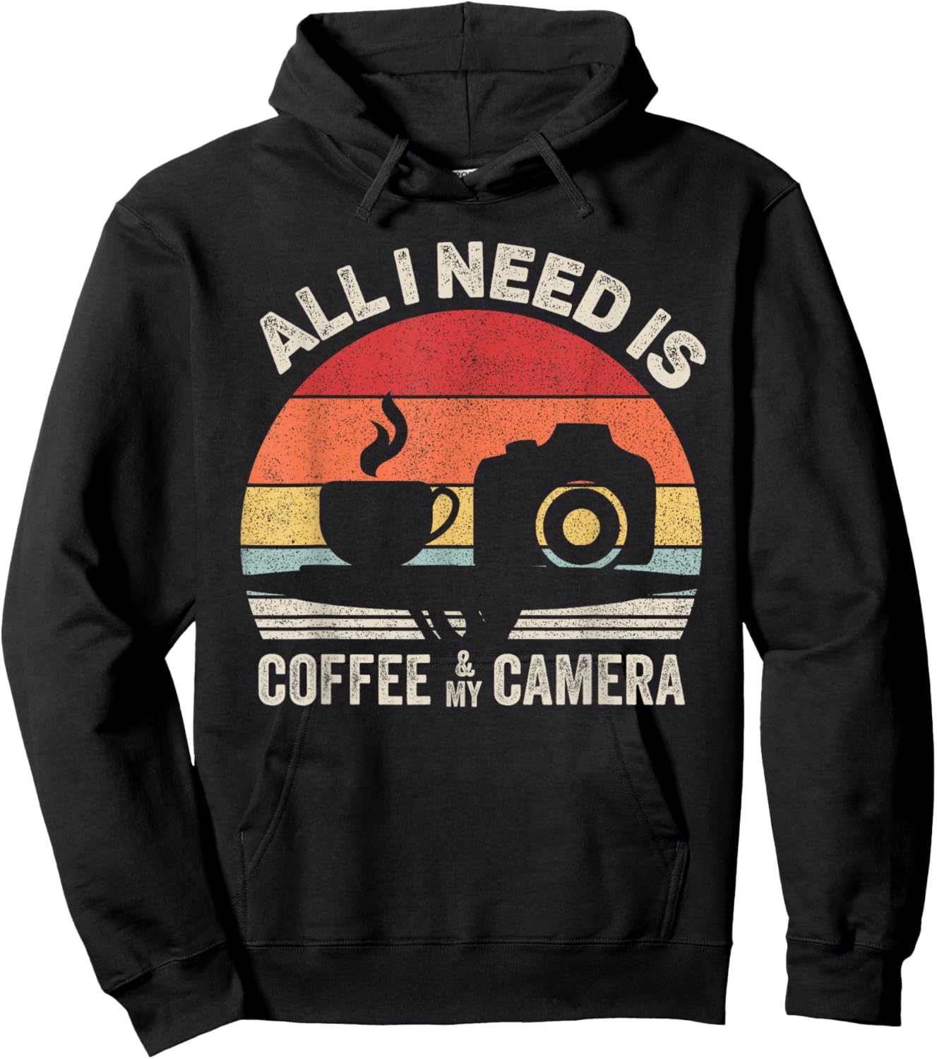Vintage Retro All I Need Is Coffee And My Camera Photography Hoodie - Hoodie | Black