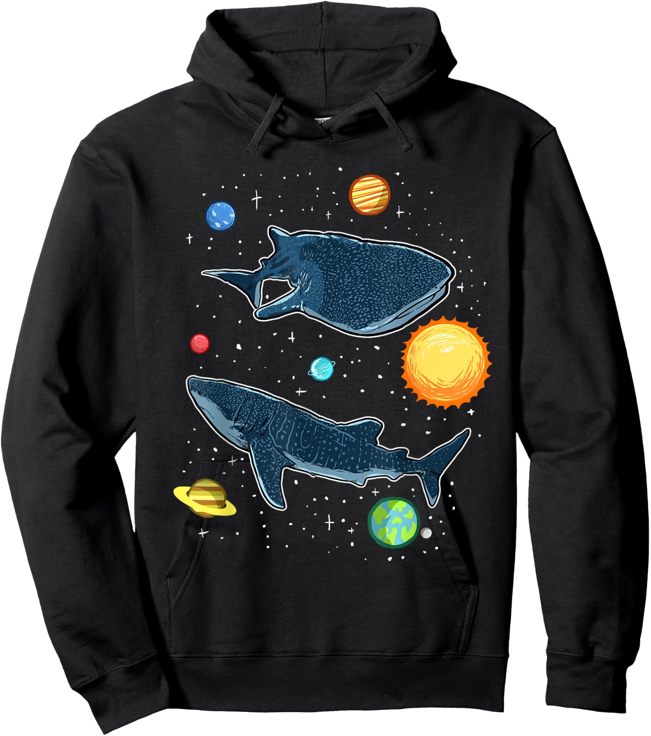 Sharks In The Galaxy Funny Whale Shark Lover Hoodie - Hoodie | Black