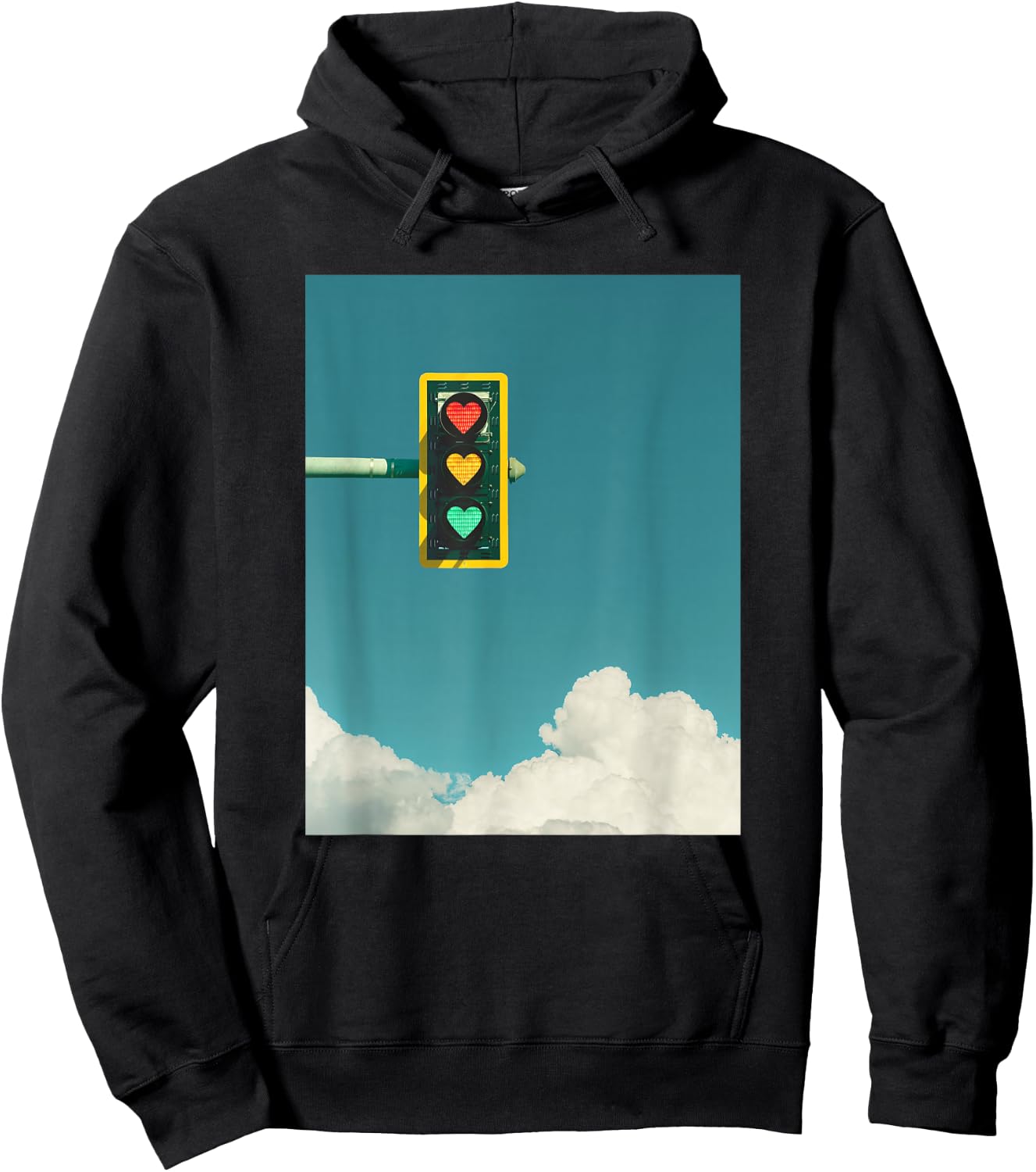 Indie Aesthetic y2k Light Traffic Heart Teen Girls 90s Hoodie - Hoodie | Black