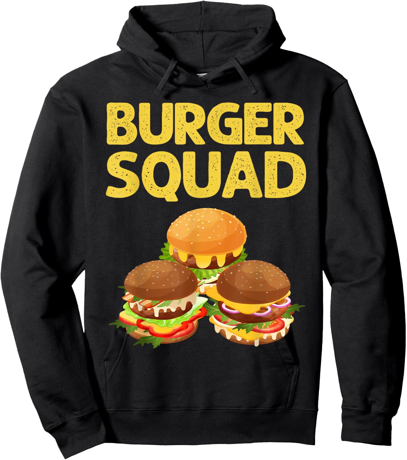 Cool Hamburger Art Men Women Cheeseburger Fast Food Burger Hoodie - Hoodie | Black
