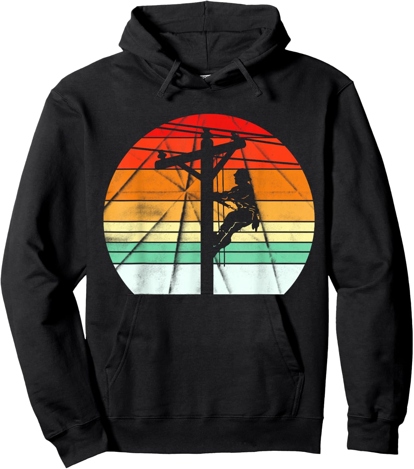 Lineman Retro Style Electrician Support Your Local Pole Hoodie - Hoodie | Black