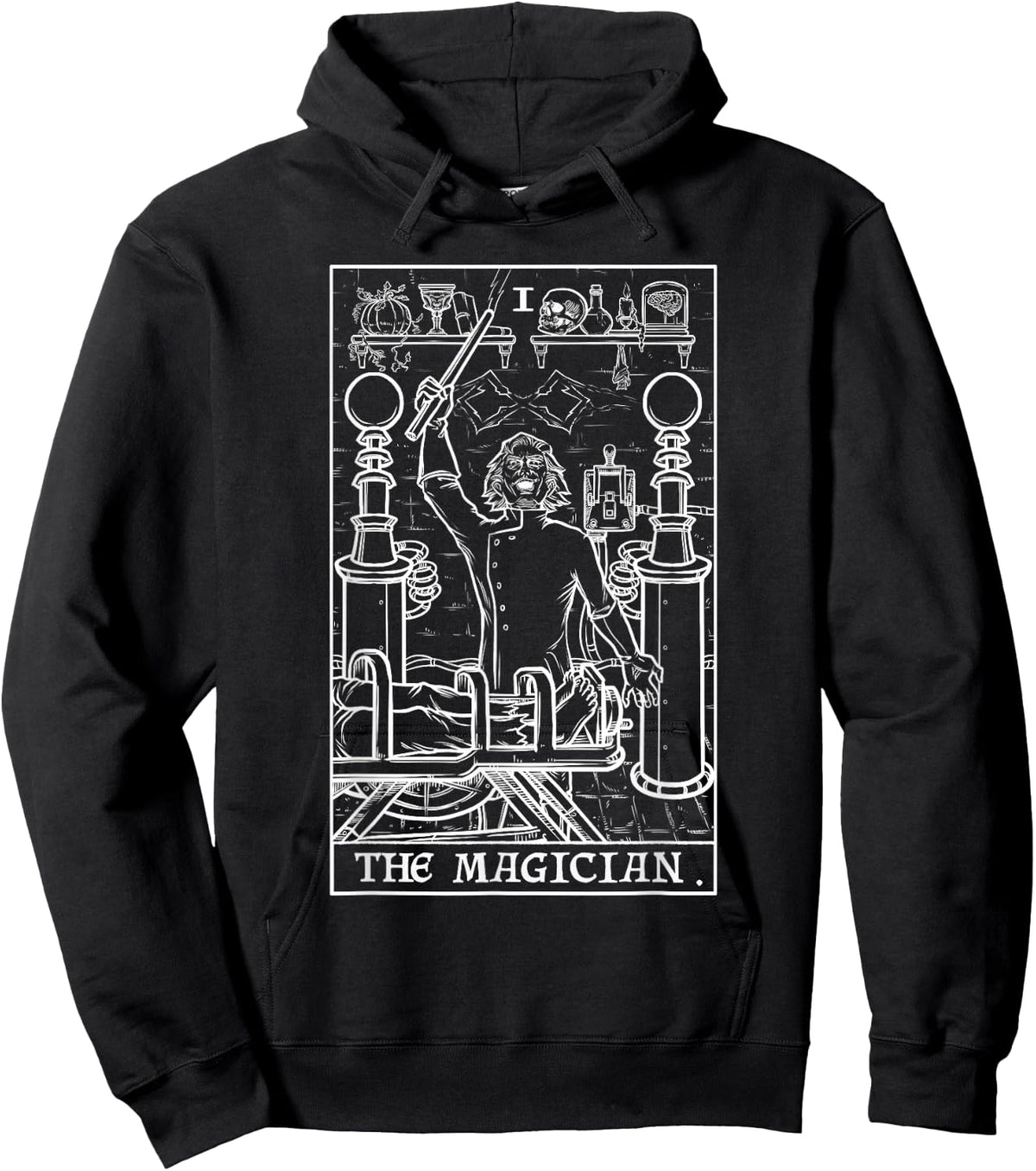 The Magician Tarot Card Funny Halloween Mad Scientist Horror Hoodie - Hoodie | Black