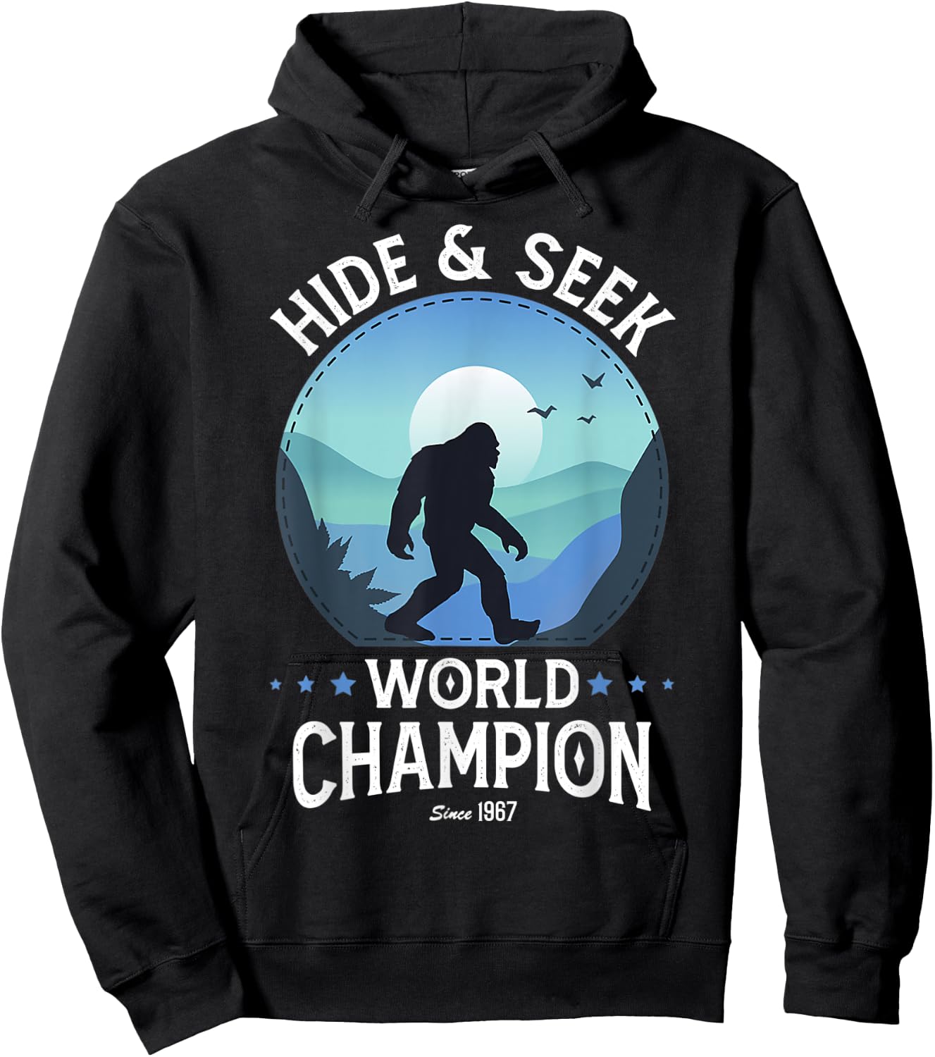 Bigfoot Hide And Seek World Champion Sasquatch Retro Vintage Hoodie - Hoodie | Black
