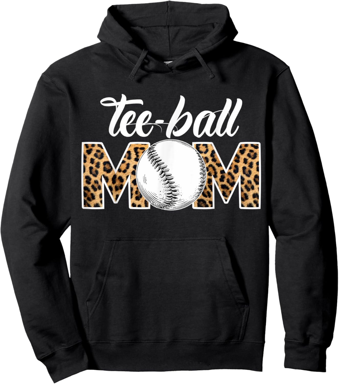 Teeball Mom Leopard Funny Ball Mom Mother's Day Hoodie - Hoodie | Black