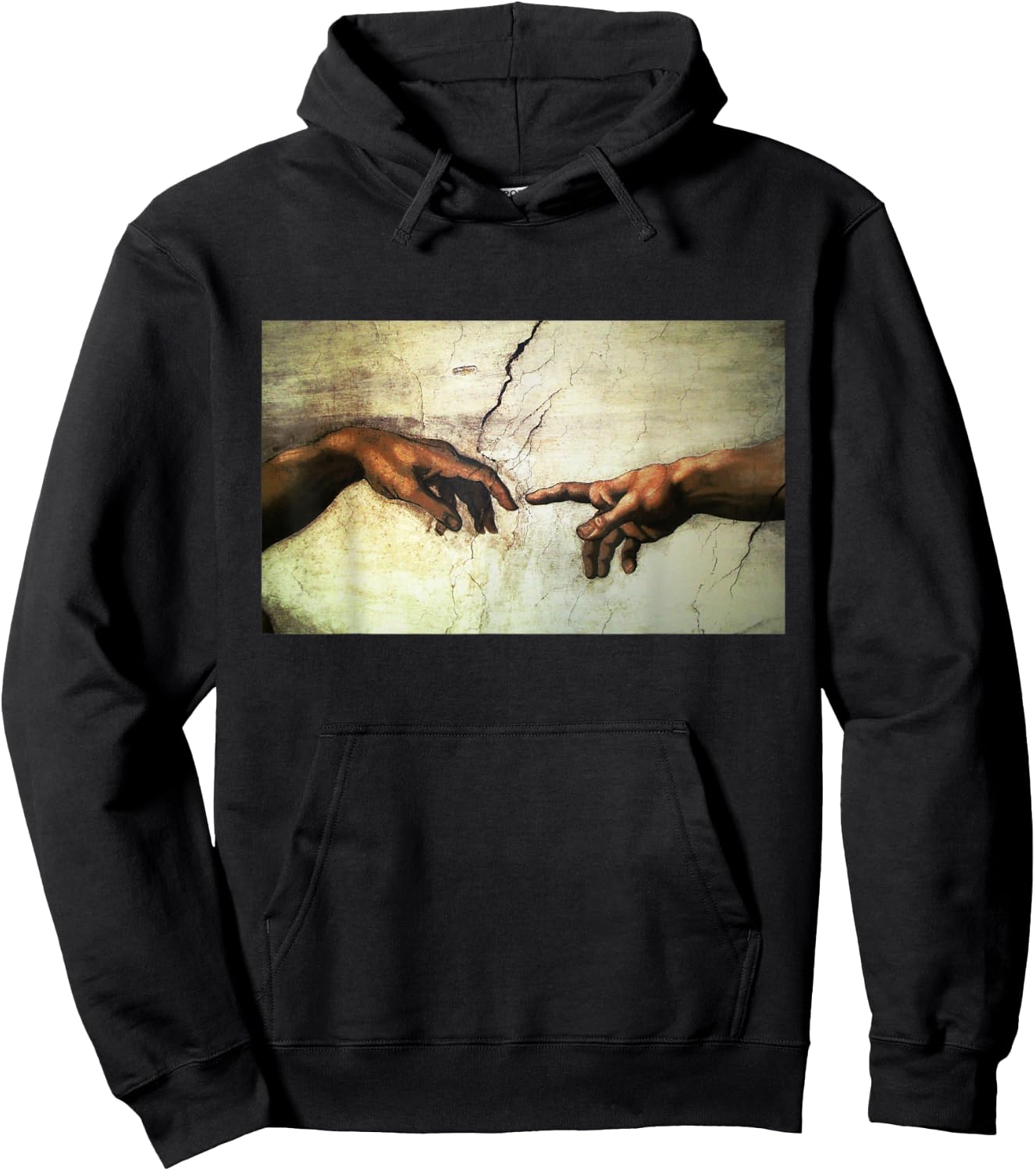 MichelAngelo - creation of Adam - vintage art Hoodie - Hoodie | Black
