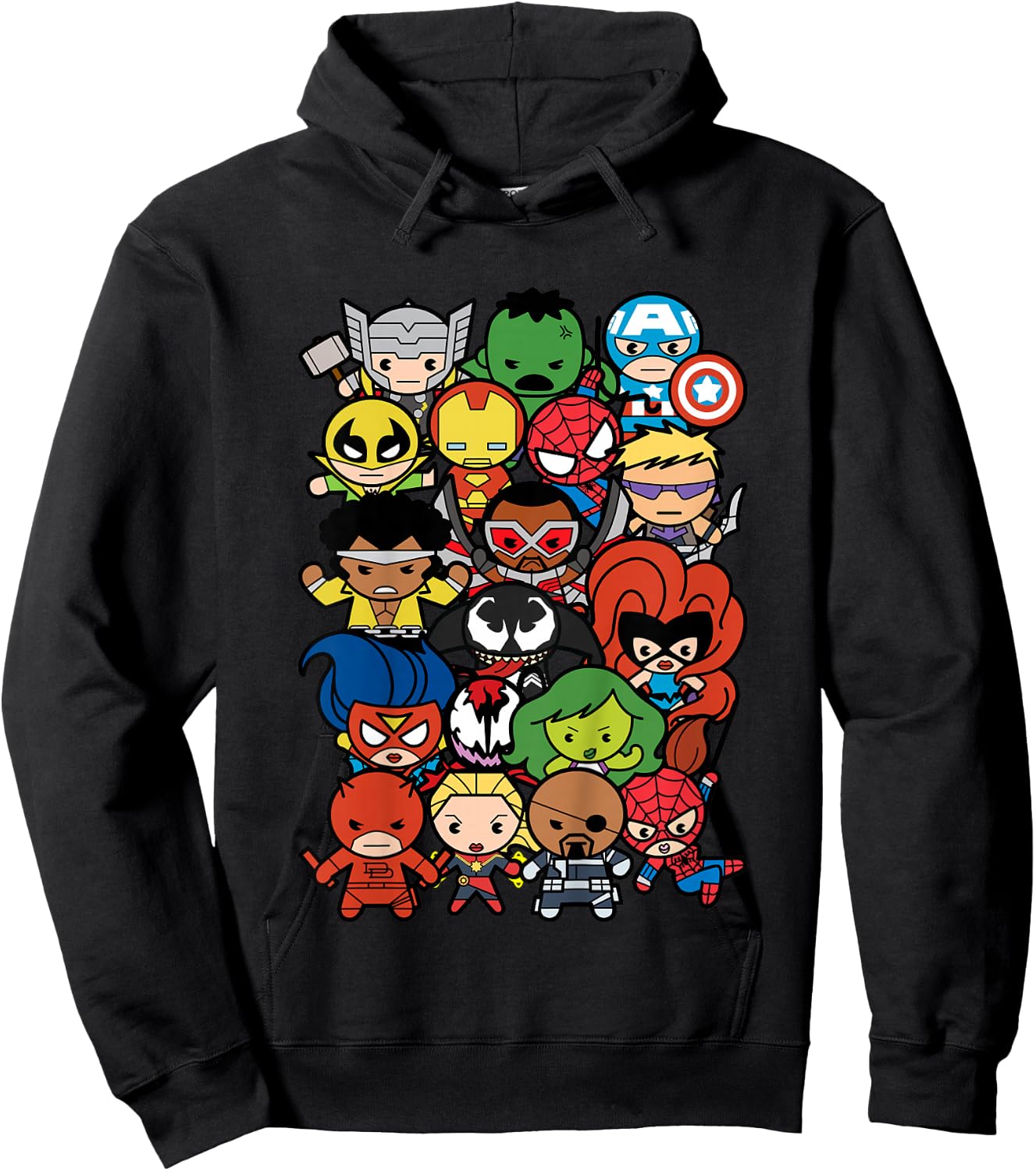 Kids Marvel Heroes and Villains Team Kawaii Kids Graphic Hoodie - Hoodie | Black