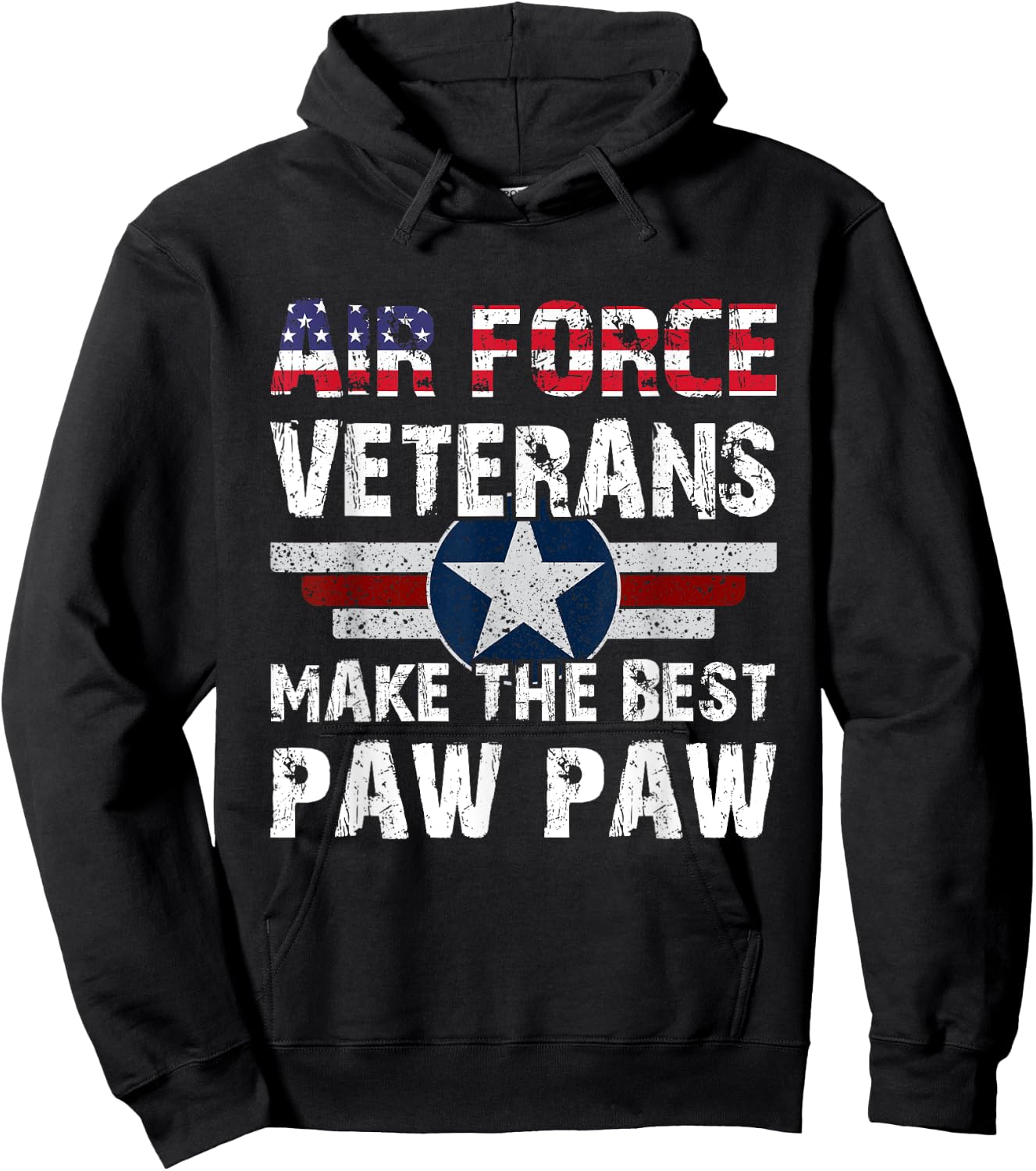 Proud Air Force Veterans Make The Best Paw Paw US Flag Hoodie - Hoodie | Black
