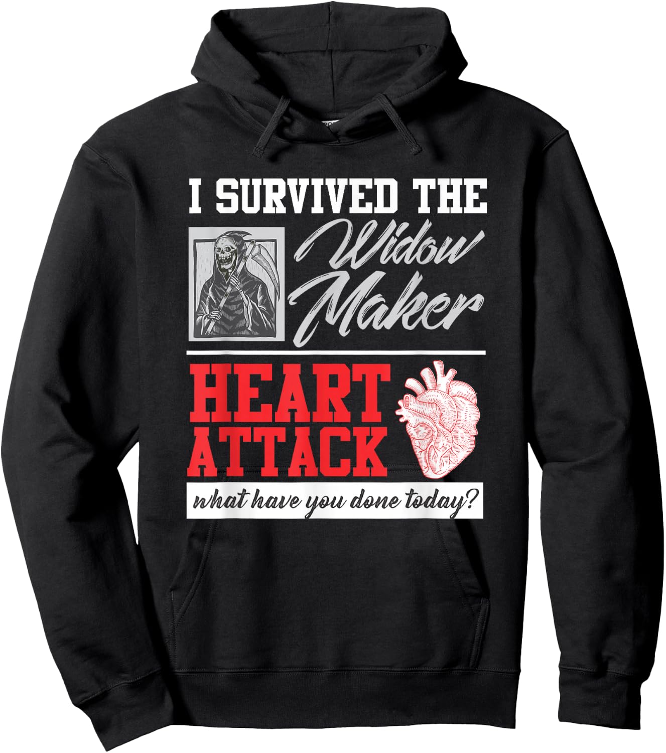 Open Heart Surgery Survivor Widow Maker Heart Attack Hoodie - Hoodie | Black