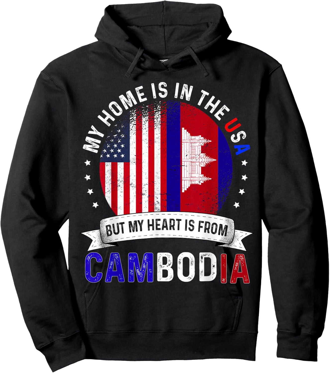 Cambodian American Patriot Heart is from Cambodia Flag Hoodie - Hoodie | Black