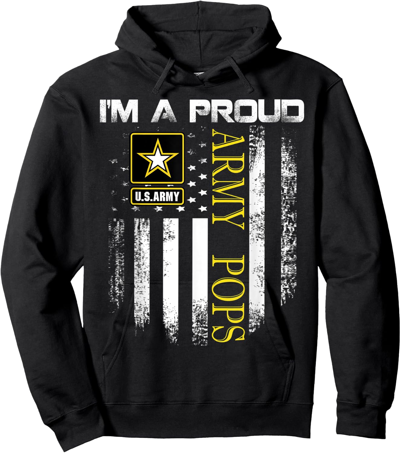 Vintage I'm A Proud Army Pops With American Flag Gift Hoodie - Hoodie | Black