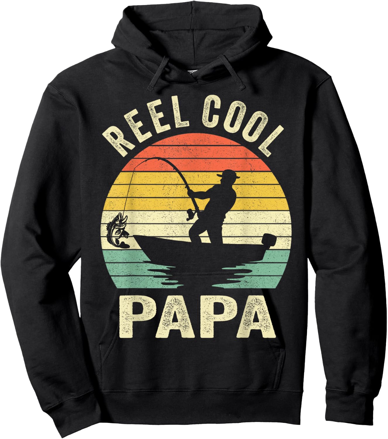 Reel Cool Papa Fishing Dad Gifts Father's Day Fisherman Fish Hoodie - Hoodie | Black