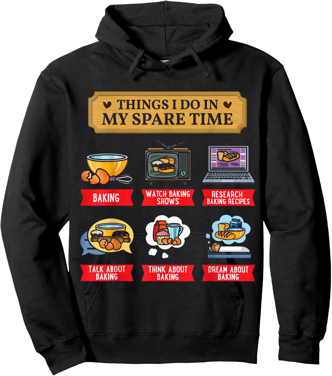 Baking Bakery Baker Baking Lover Spare Time Funny Hoodie - Hoodie | Black
