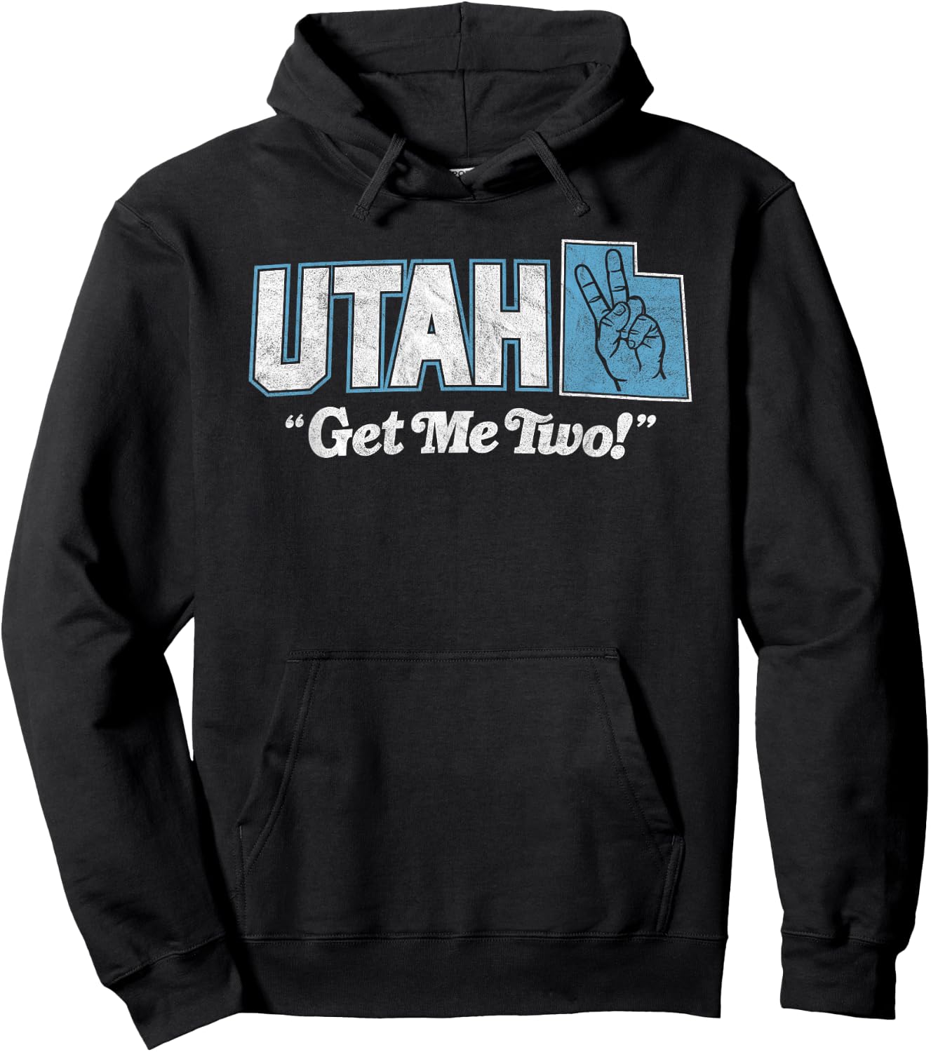 UTAH - state slogan get me two finger hand retro 90s action Hoodie - Hoodie | Black