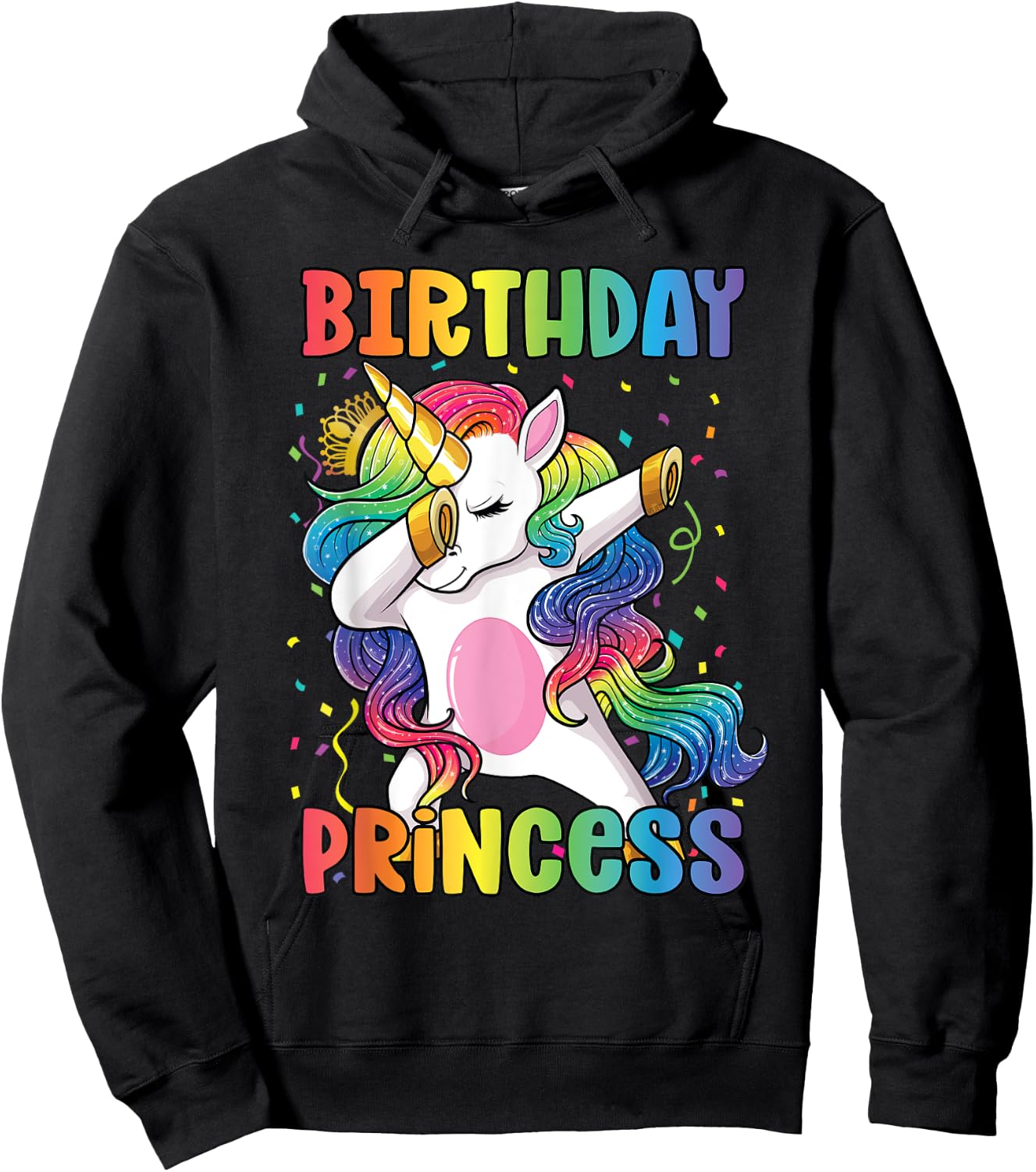 Birthday Princess Shirt Dabbing Unicorn Girl Hoodie - Hoodie | Black