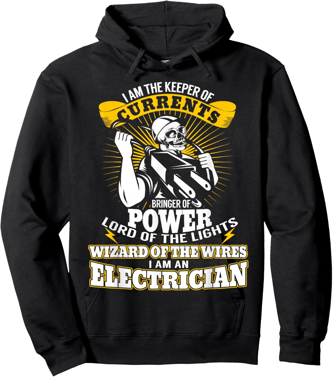 I Am The Keeper of Currents Funny Electrician T Shirt Hoodie - Hoodie | Black
