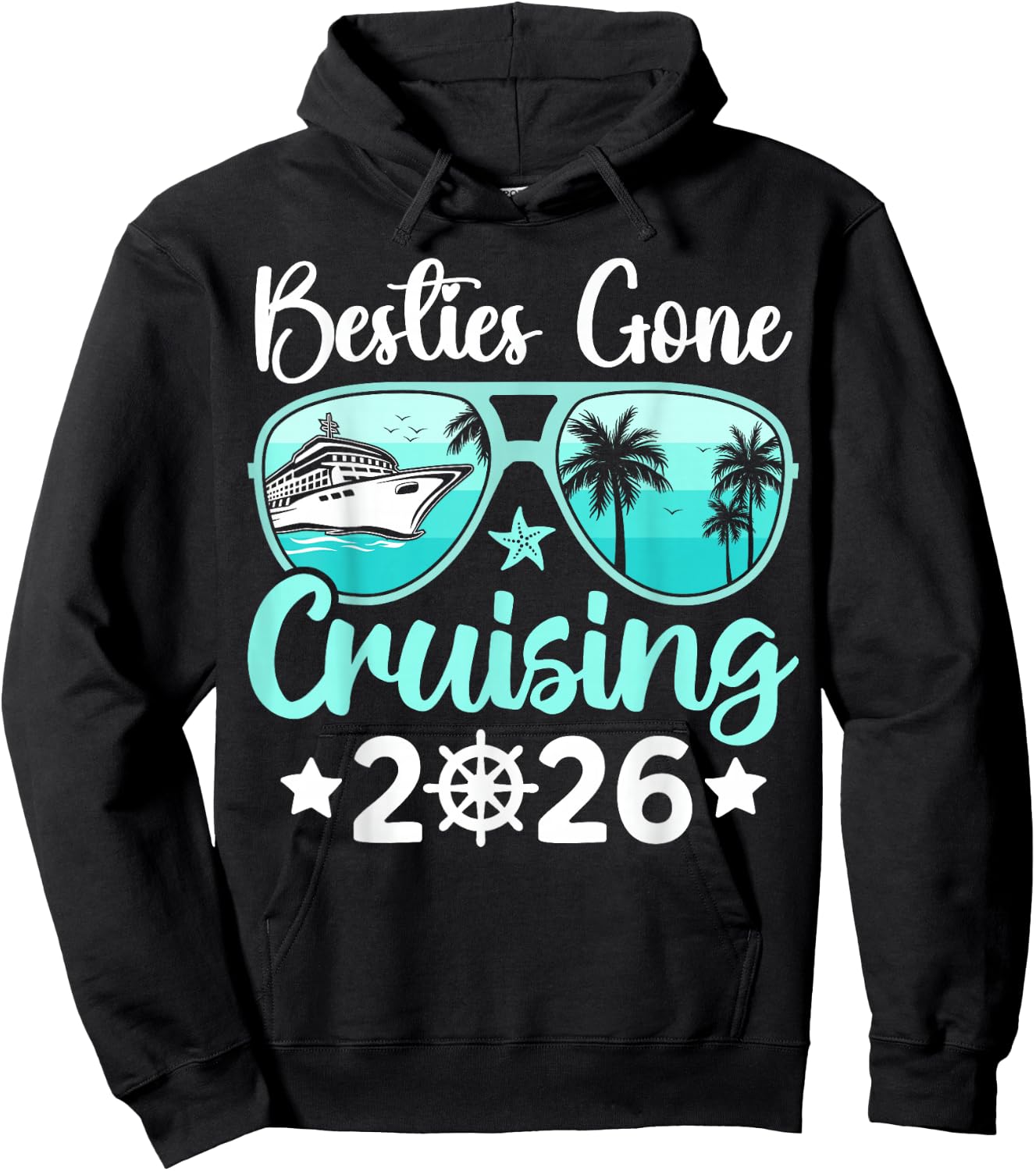 Besties Gone Cruising 2026 Girls Trip Matching Women Cruise Hoodie - Hoodie | Black