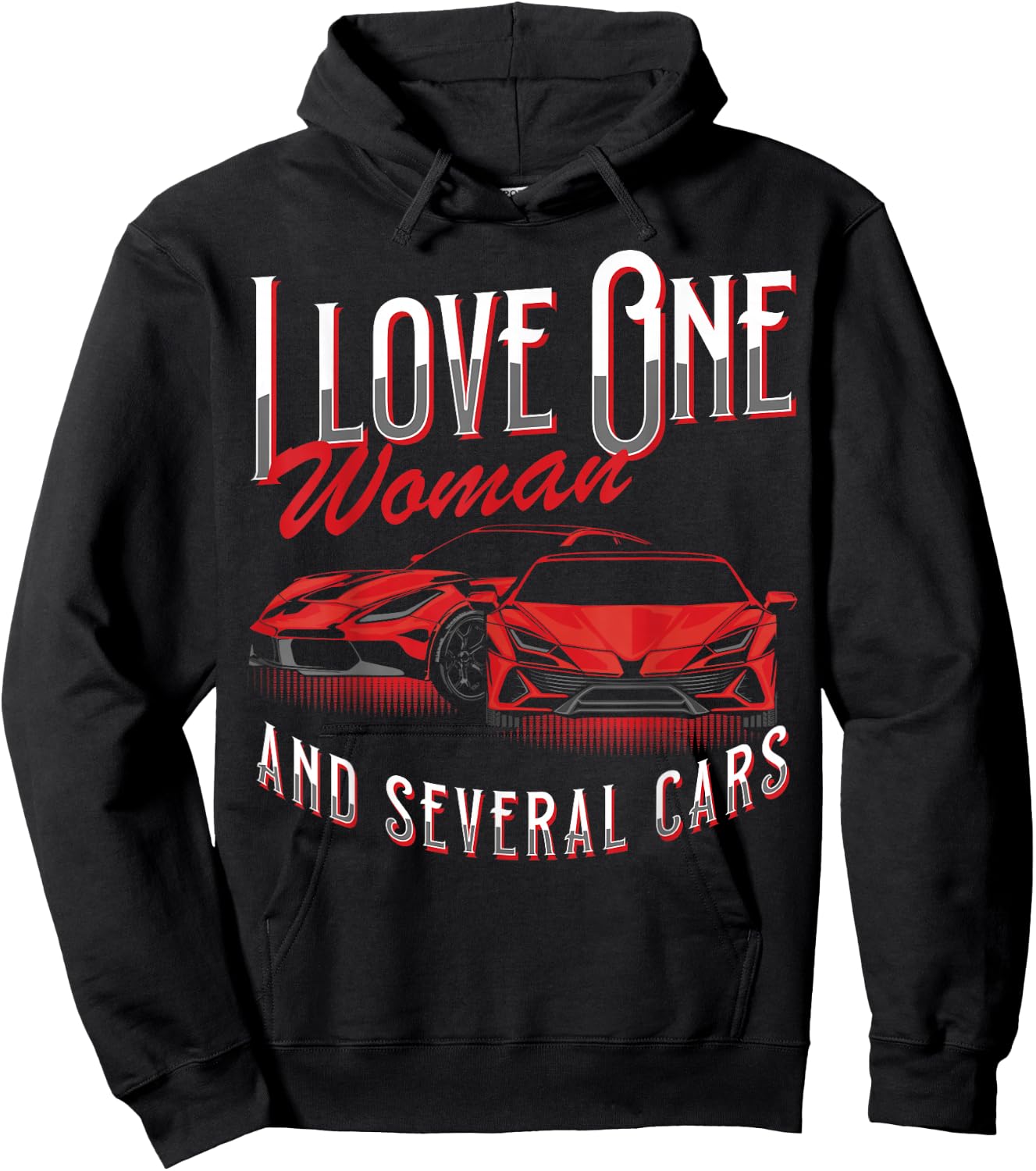 I Love One Woman and Several Cars Truck Lover Auto Mechanic Hoodie - Hoodie | Black