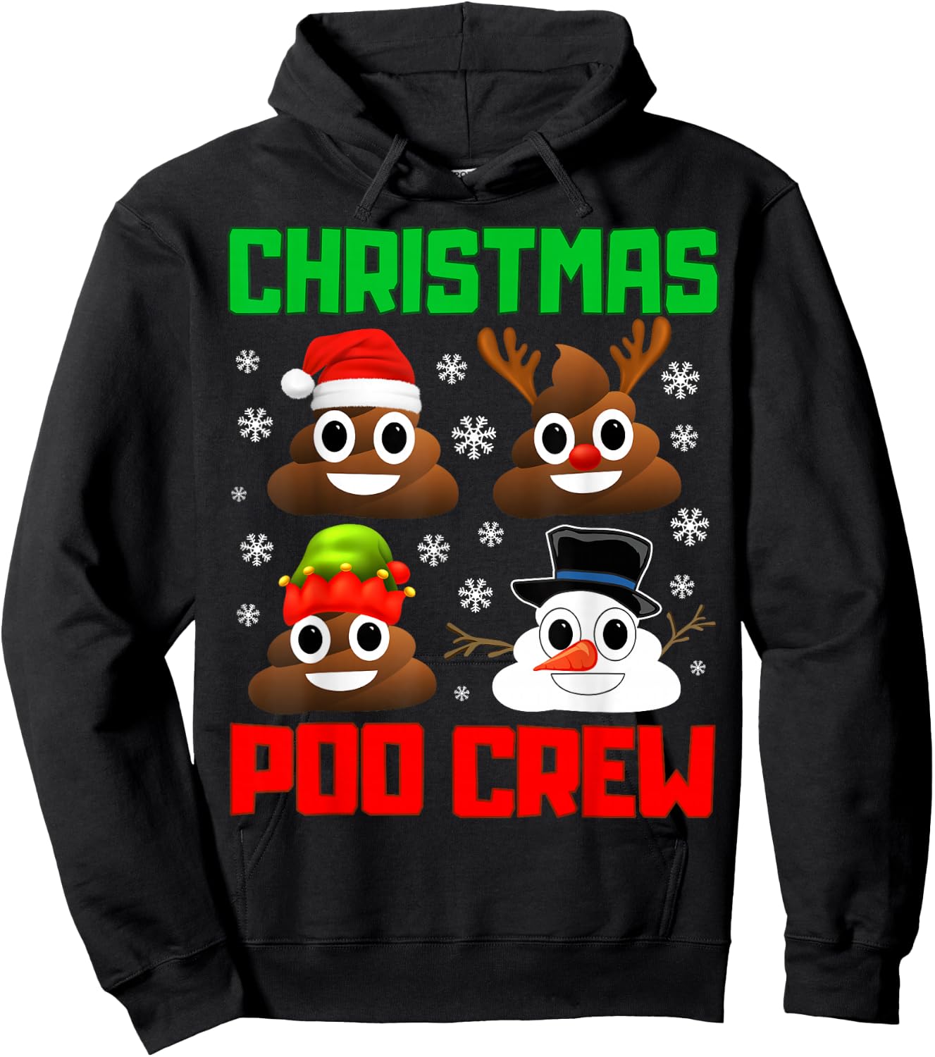 Christmas Poop Crew Funny Xmas Pajama Hoodie - Hoodie | Black