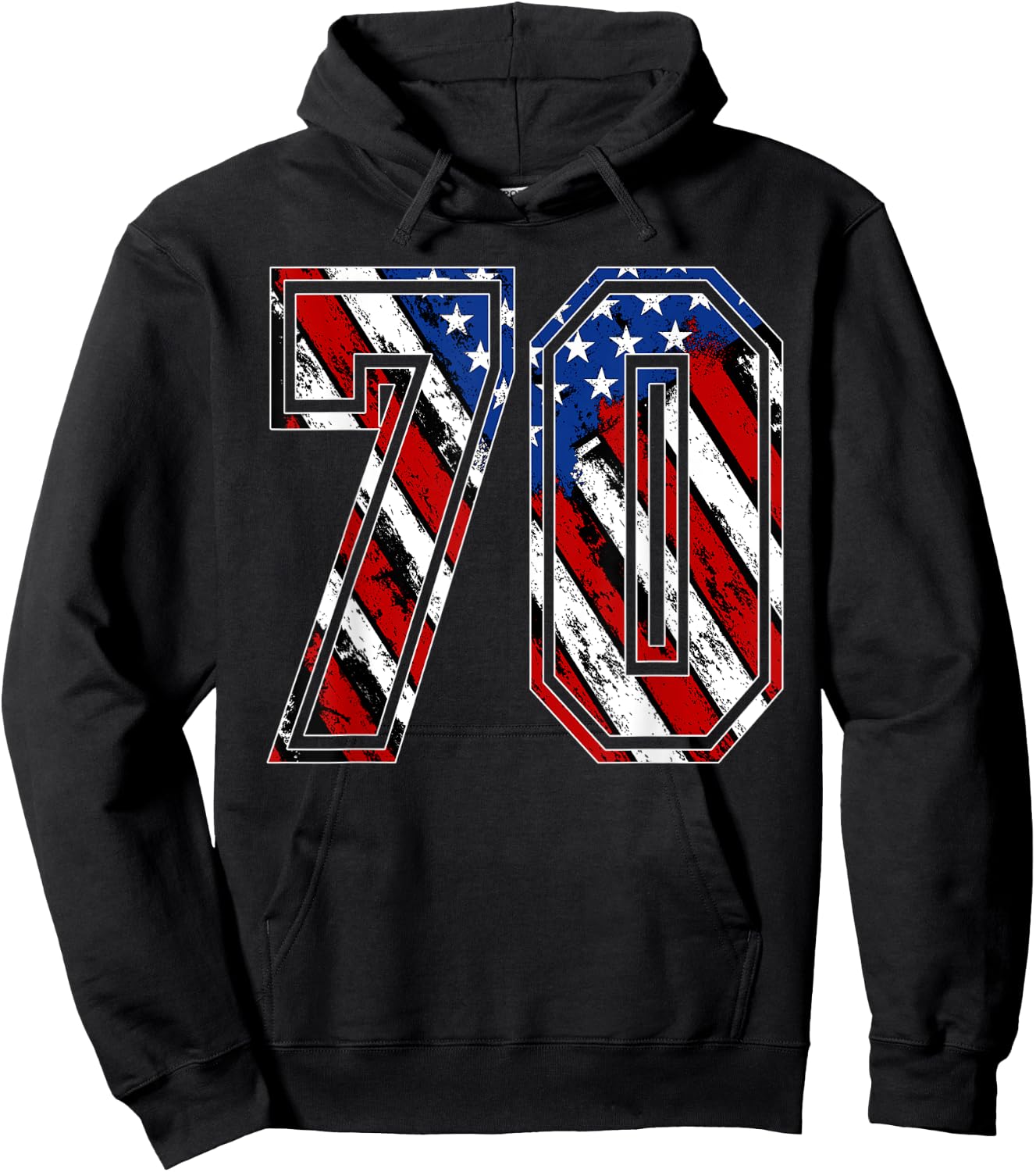 Number 70 Red White and Blue American Flag #70 Jersey Shirt Hoodie - Hoodie | Black
