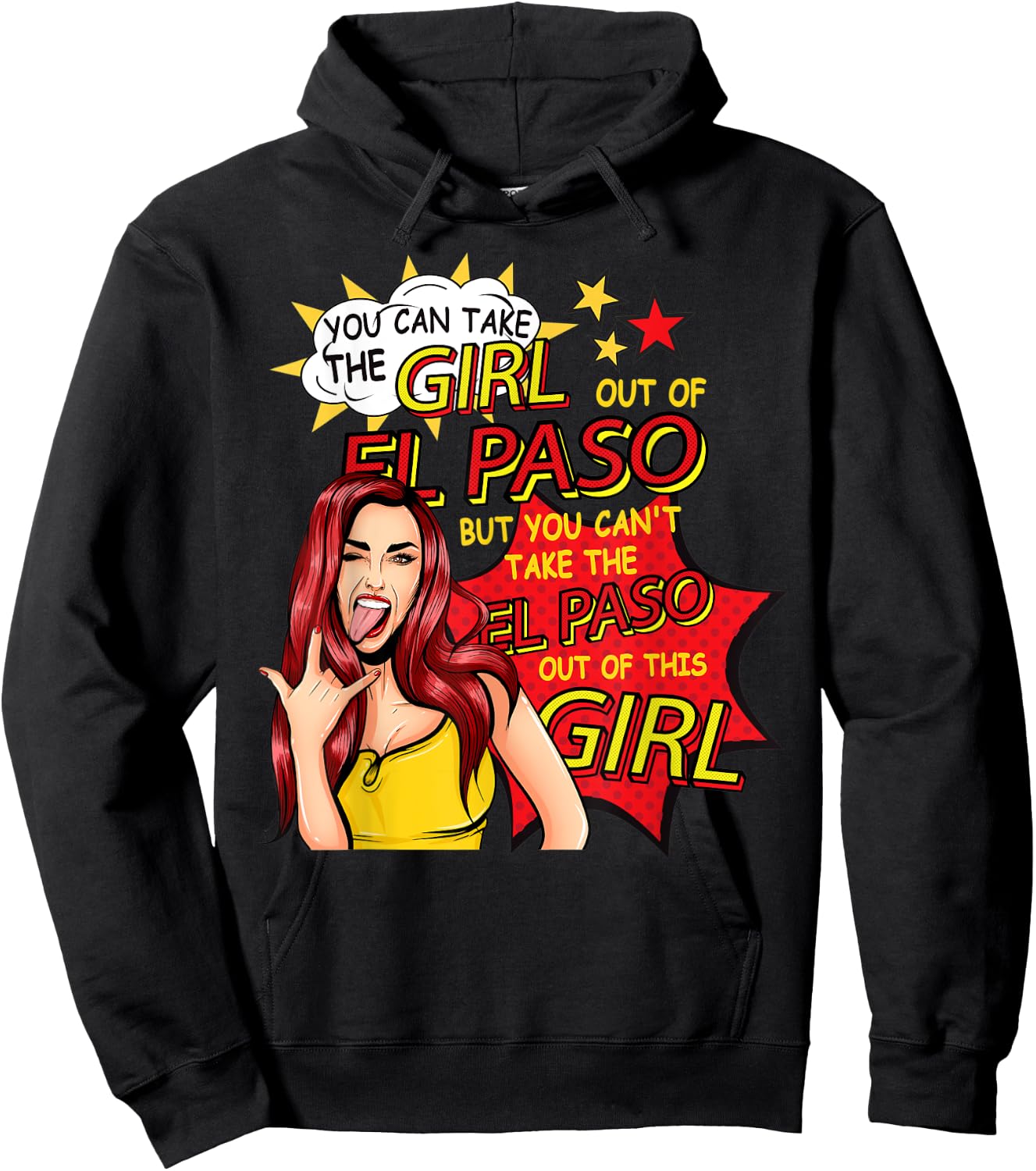 Retro Girl From El Paso - Comic Style - El Paso Girl Hoodie - Hoodie | Black