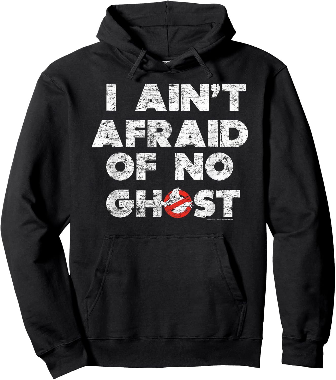 Ghostbusters I Ain't Afraid Distressed Hoodie - Hoodie | Black