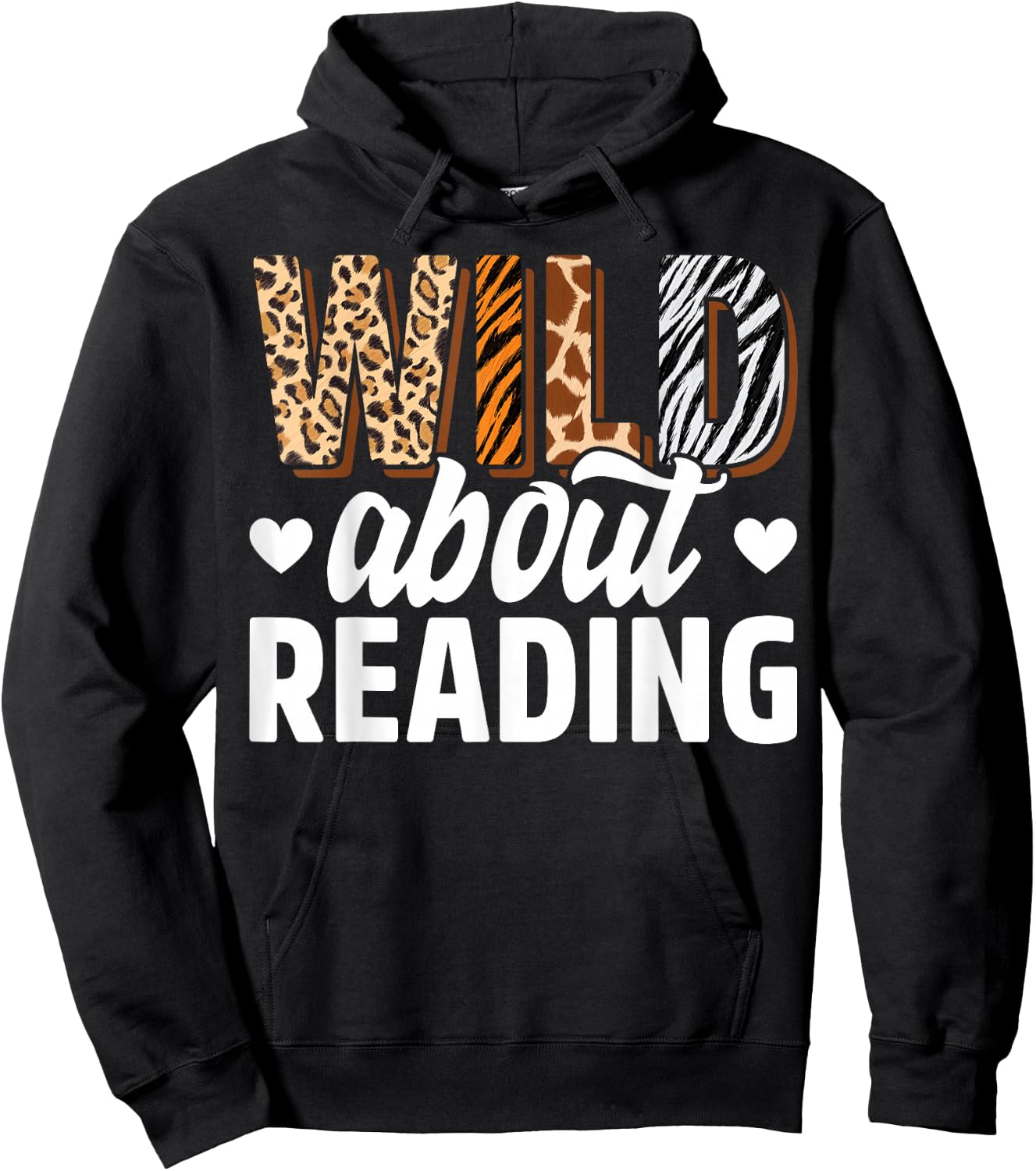Wild About Reading Teacher Reading Books Back To School Hoodie - Hoodie | Black