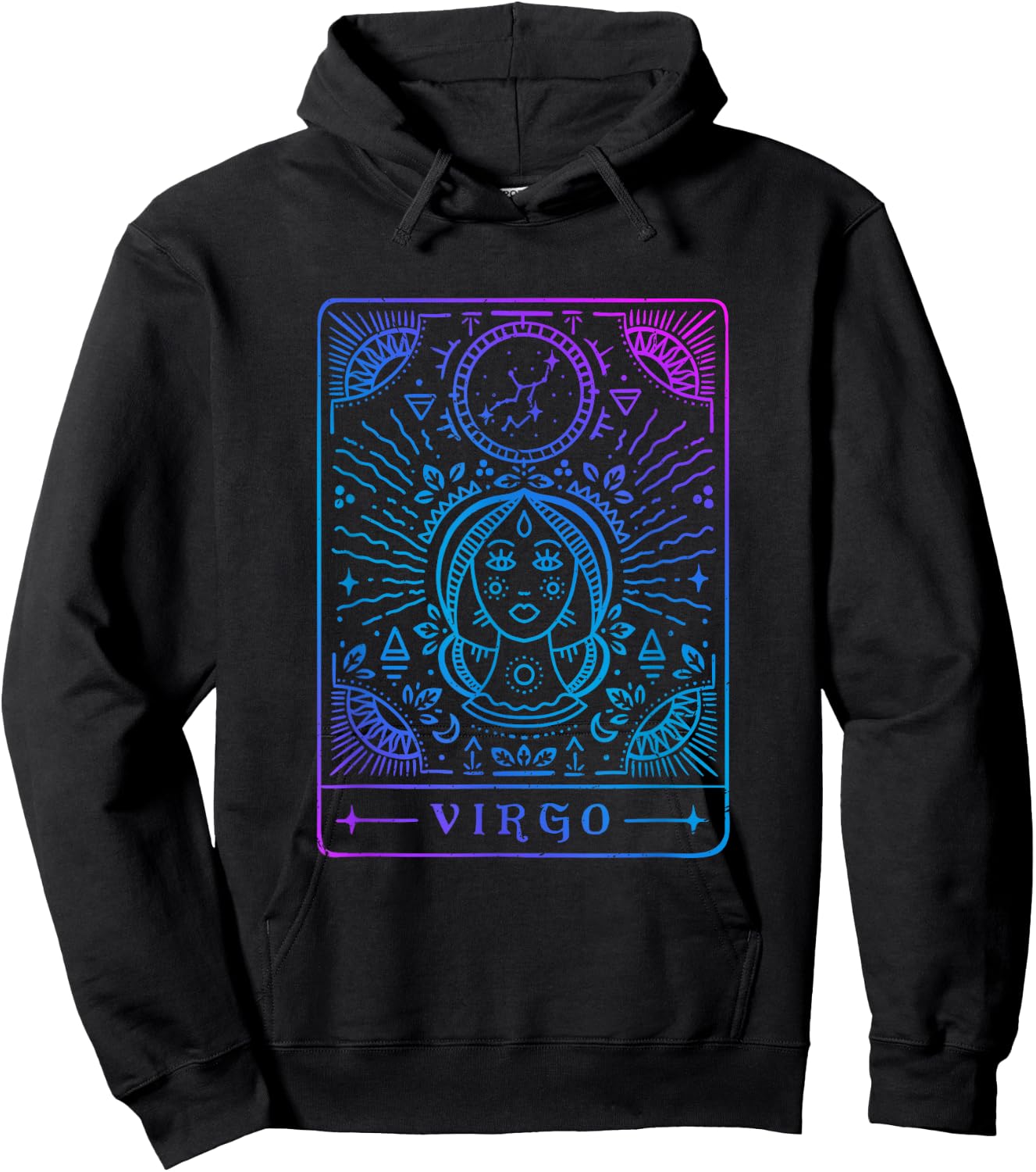 Virgo Hand-Drawn Horoscope Art / Astrology & Zodiac Sign Hoodie - Hoodie | Black