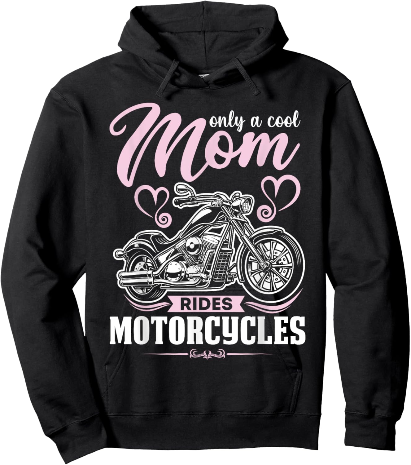 Classic Biker Only A Cool Mom Rides Motorcycles Wife Grandma Hoodie - Hoodie | Black