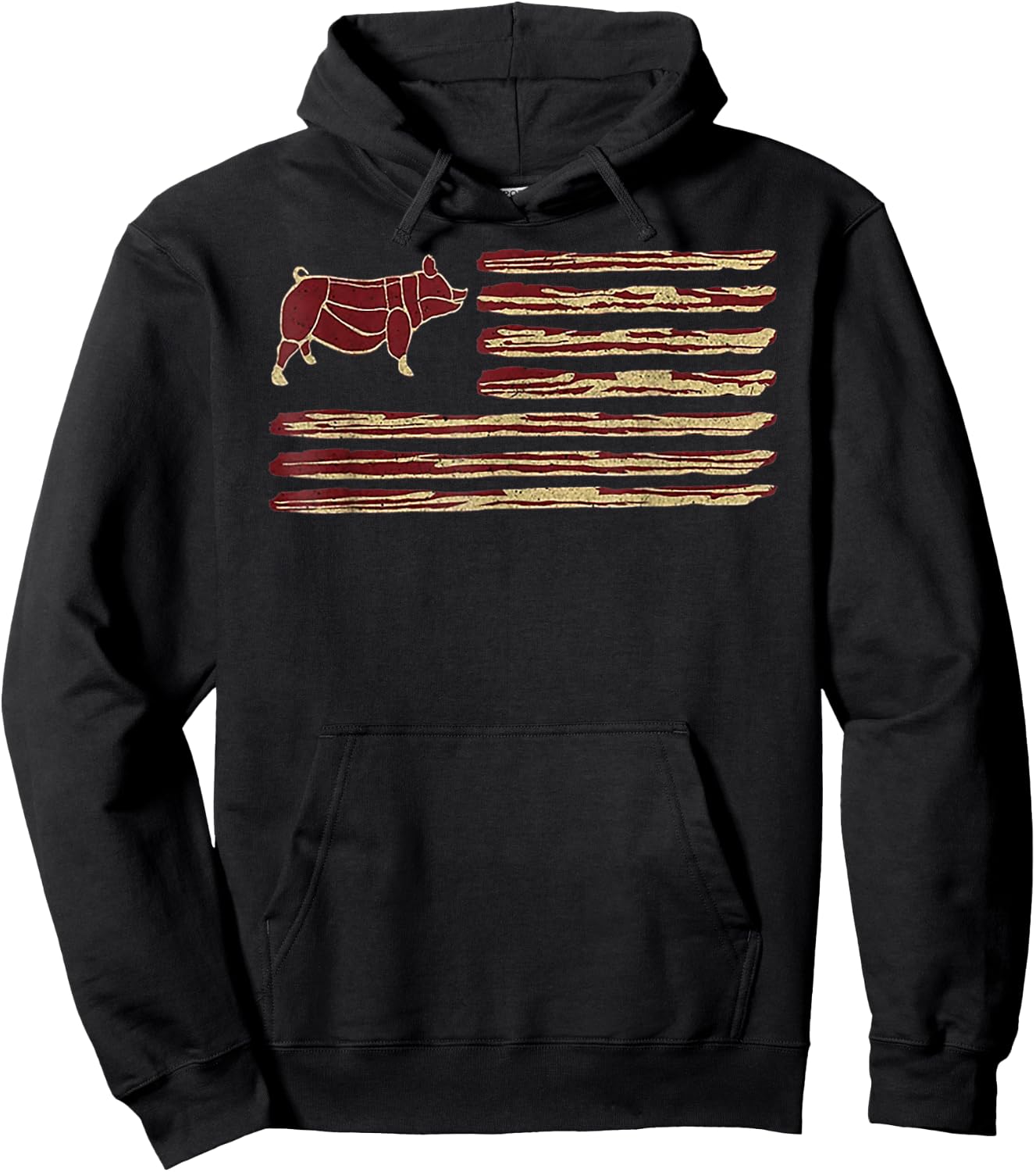 Bacon Flag Pig Vintage Hoodie - Hoodie | Black