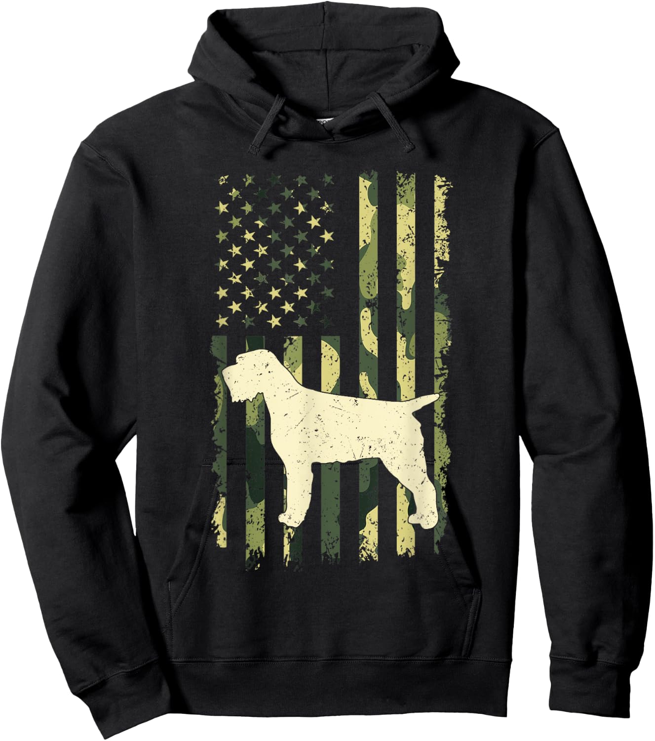 Wirehaired Pointing Griffon Shirts Camouflage American Flag Kids Men Hoodie - Hoodie | Black