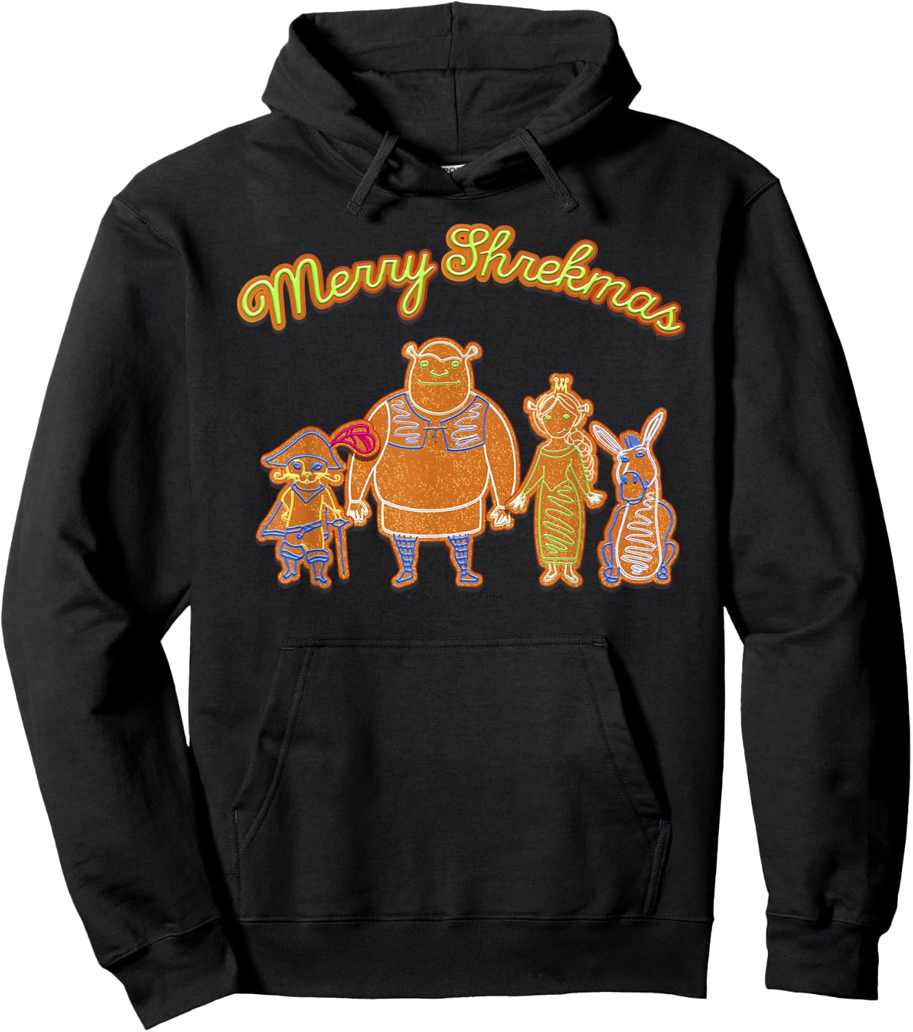 Shrek Merry Shrekmas Group Shot Holiday Cookies Portrait Hoodie - Hoodie | Black