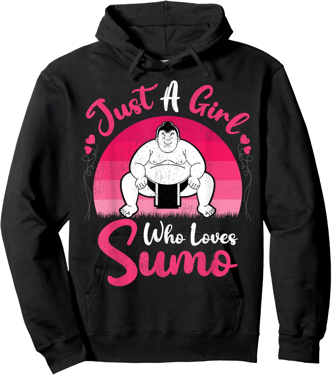Retro Vintage Sumo Lover Just A Girl Who Loves Sumo Hoodie - Hoodie | Black
