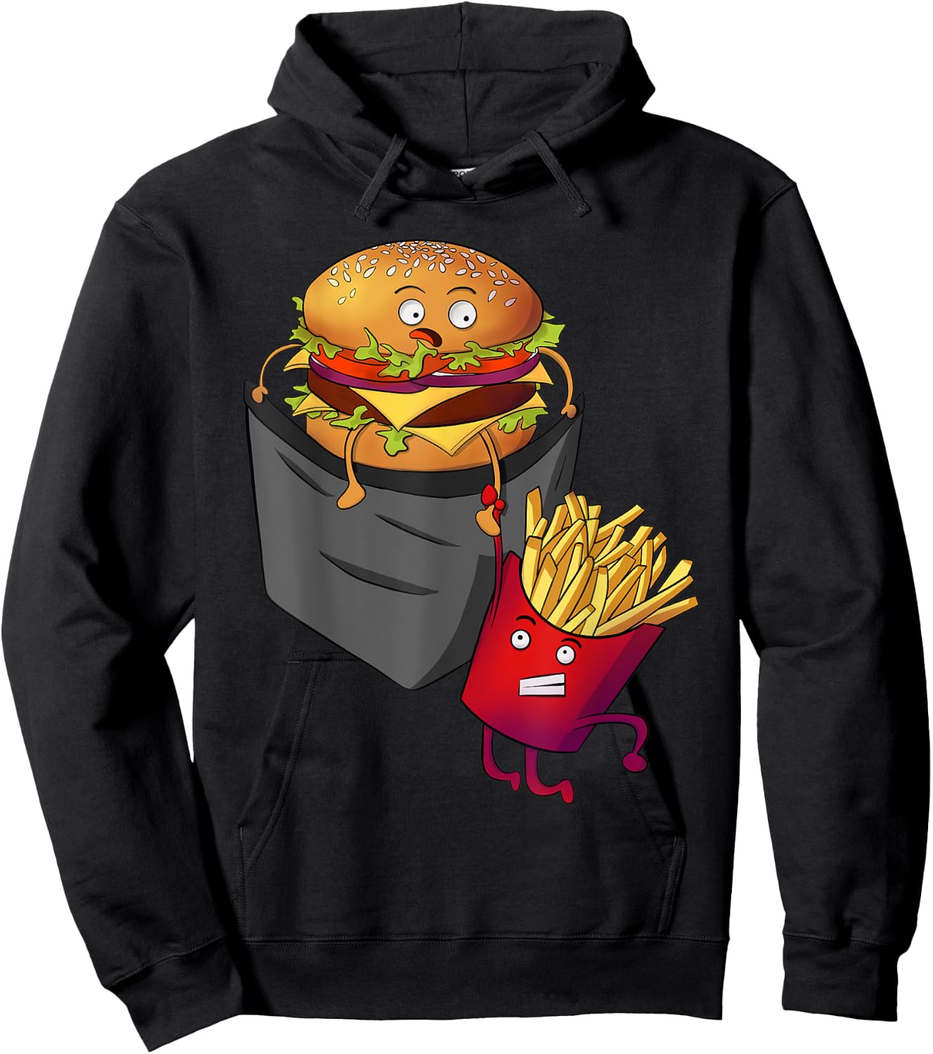 Fast Food in Pocket - Fries Burger Pommes Frites Potato Hoodie - Hoodie | Black