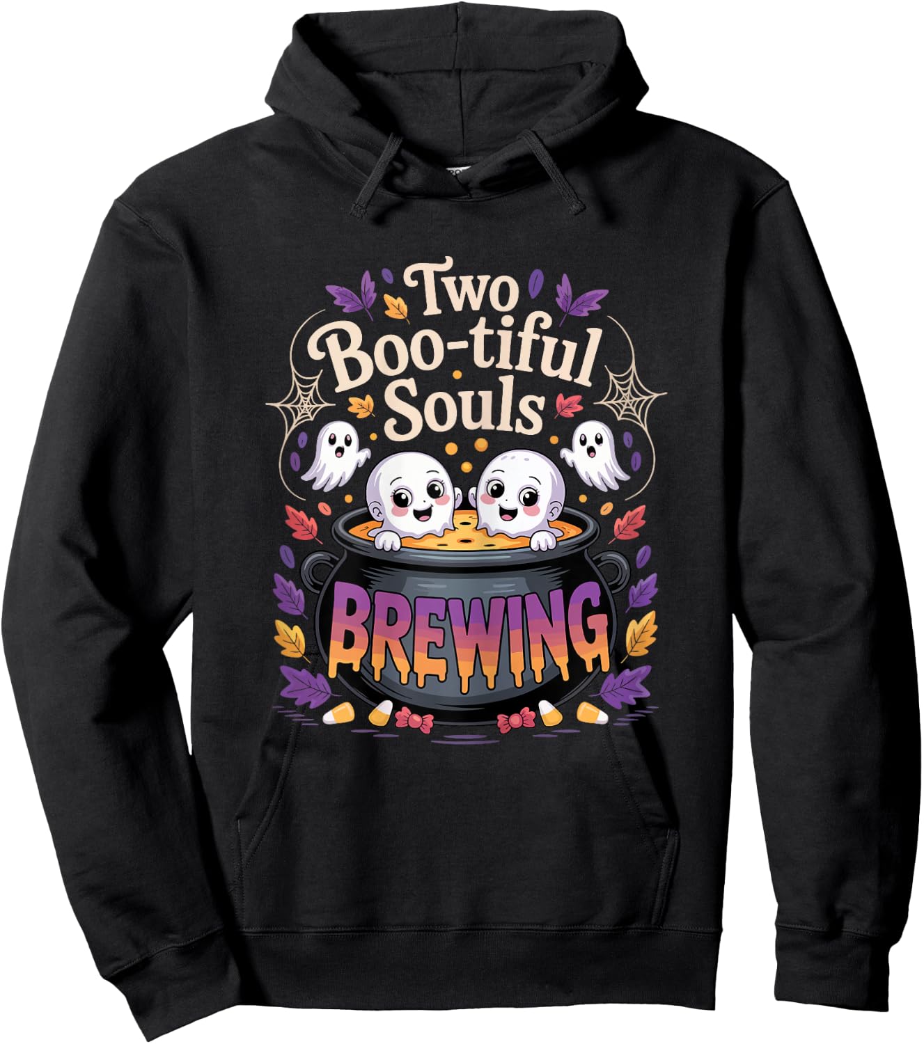 Pregnant Mom Halloween Costume Twins Pregnancy Announcement Hoodie - Hoodie | Black