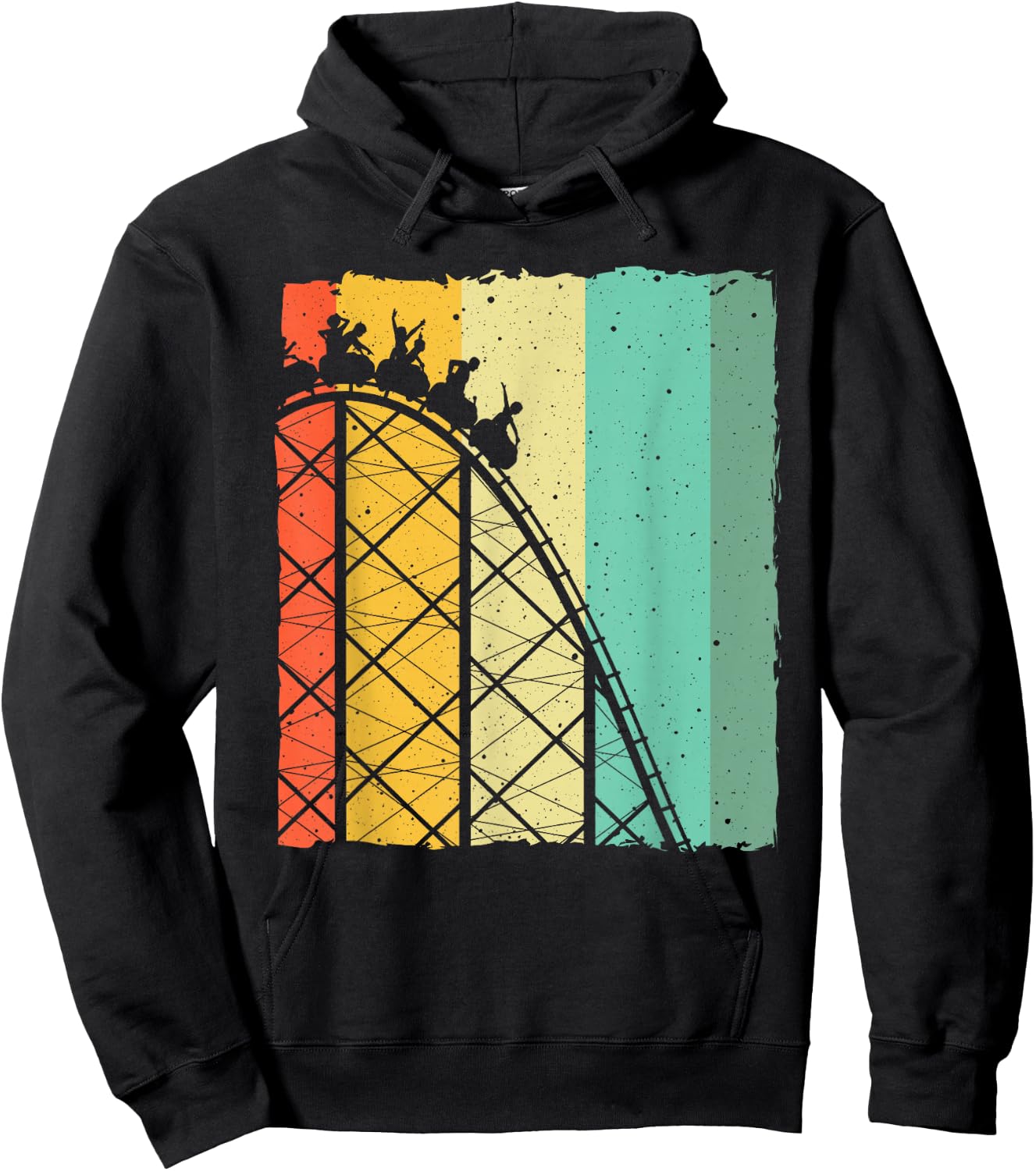 Cute Vintage Roller Coaster Design Men Women Amusement Park Hoodie - Hoodie | Black
