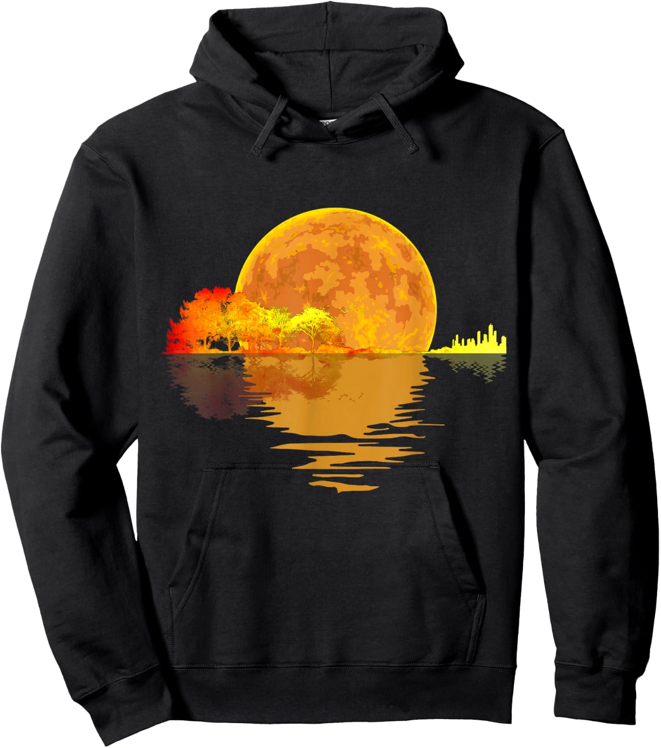 Guitar Nature Moon Music Lover Gift Acoustic Guitar Hoodie - Hoodie | Black