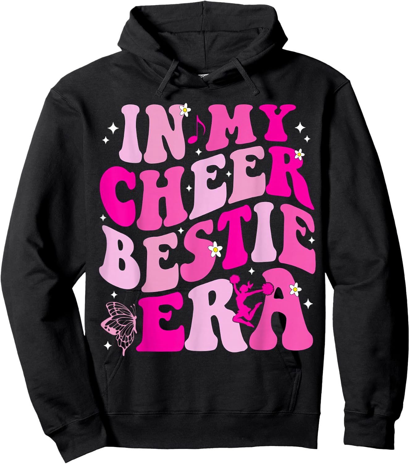 In My Cheer Bestie Era Kids Girls Boys Funny Friend Hoodie - Hoodie | Black