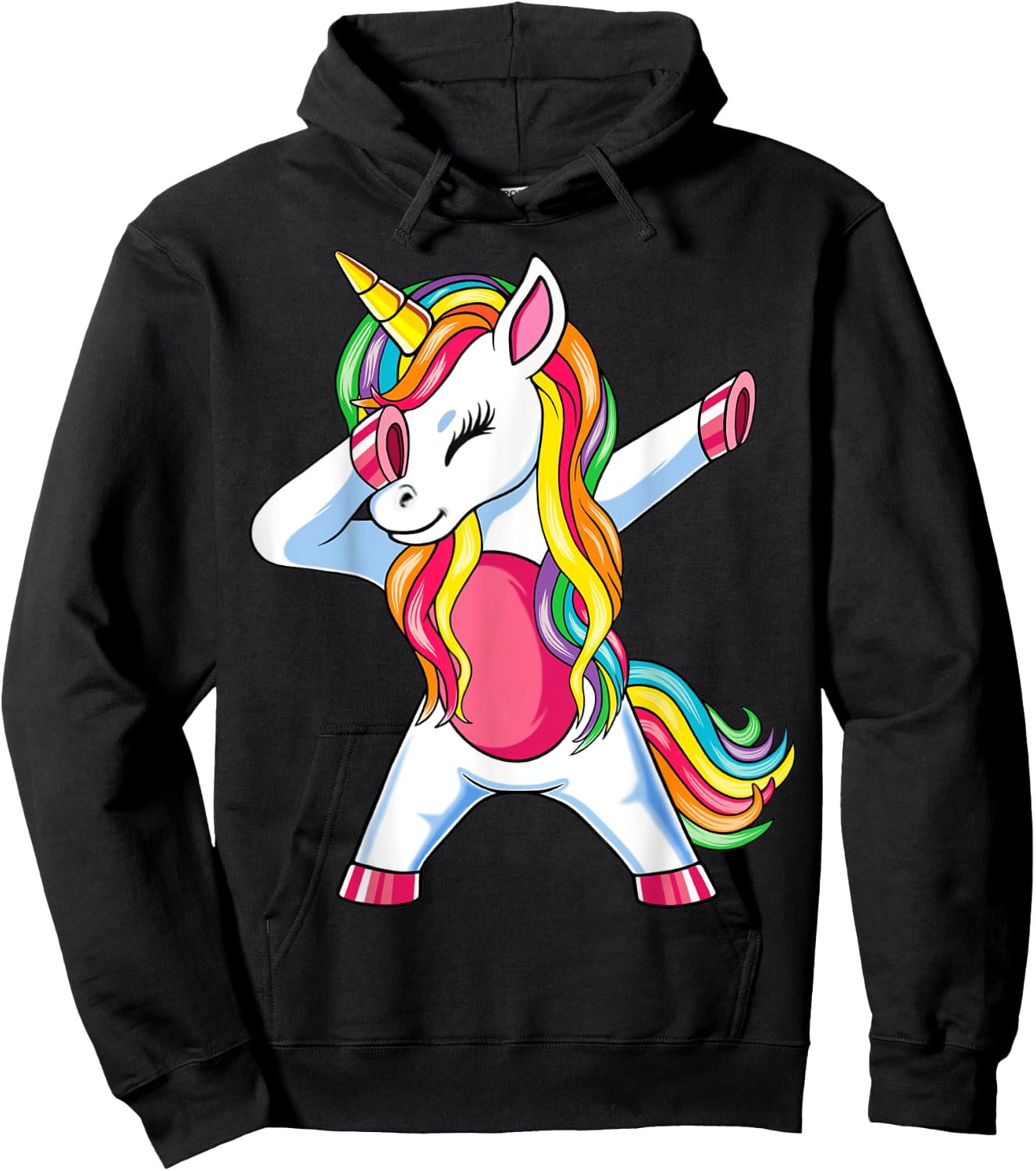 Dabbing Unicorn Girls Kids Women Rainbow Unicorns Hoodie - Hoodie | Black