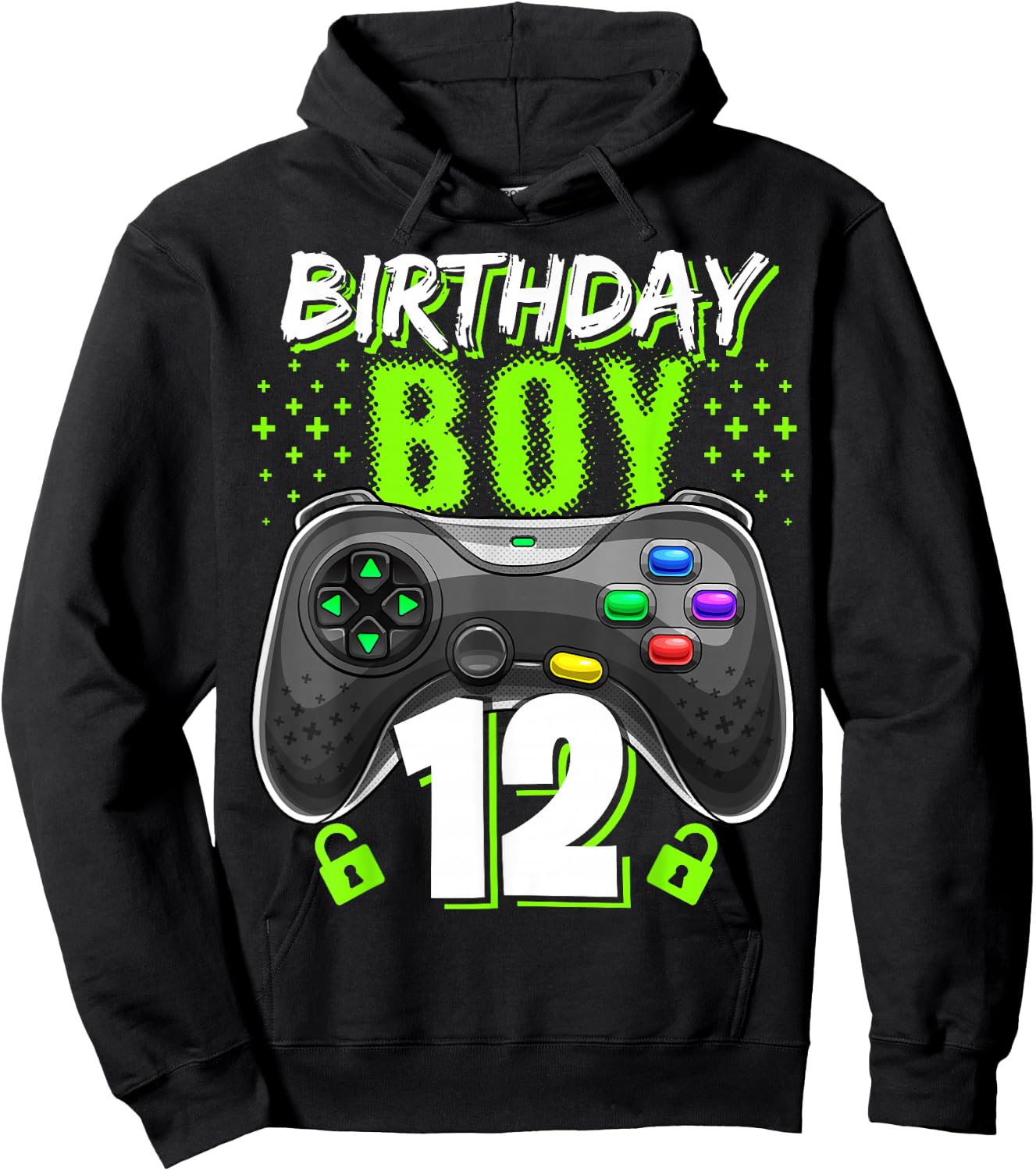 Birthday Boy 12 Video Game Controller Gamer 12th Birthday Hoodie - Hoodie | Black