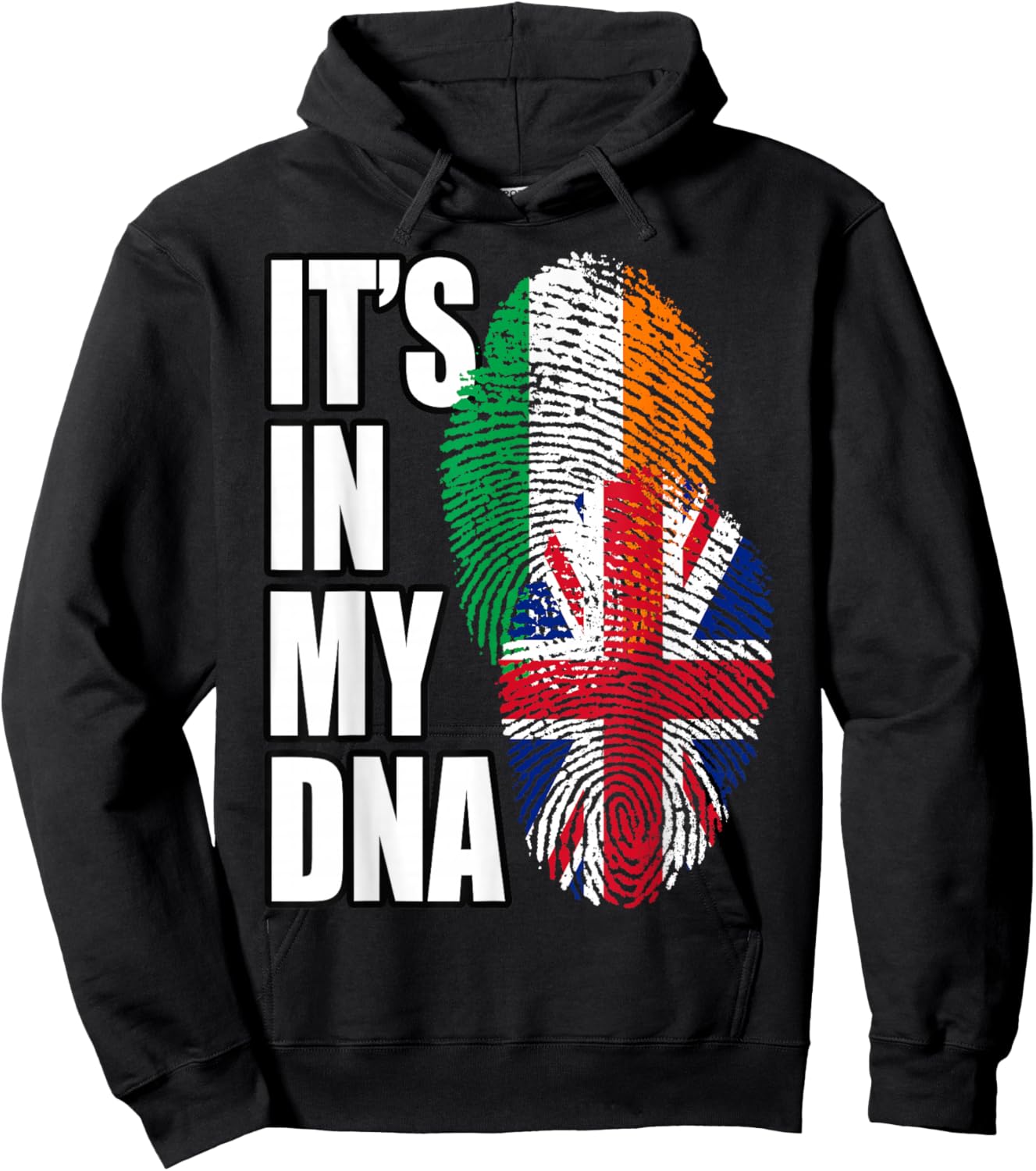 British And Irish Mix DNA Flag Heritage Hoodie - Hoodie | Black